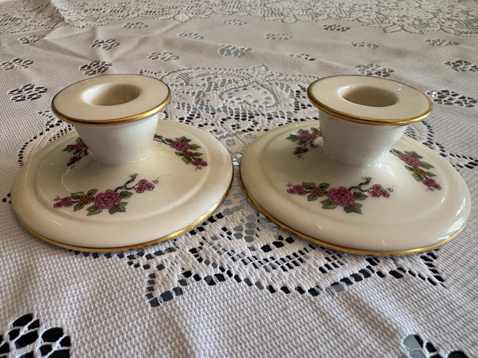2 Lenox MING-BIRDS Candle Holders Green Black Back stamp 1917-1963 MINT 2 Lenox MING-BIRDS Candle Holders Green Black Back stamp 1917-1963 MINT