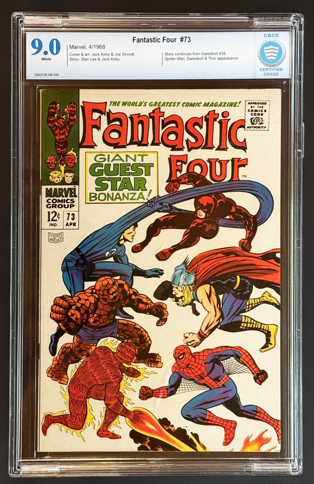 Fantastic Four 73 CBCS 9.0 White 1968 Spider-Man Thor Daredevil Kirby Marvel
