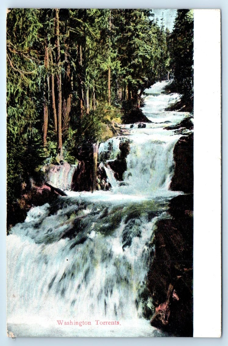 Washington Torrents - Waterfall WASHINGTON State Postcard