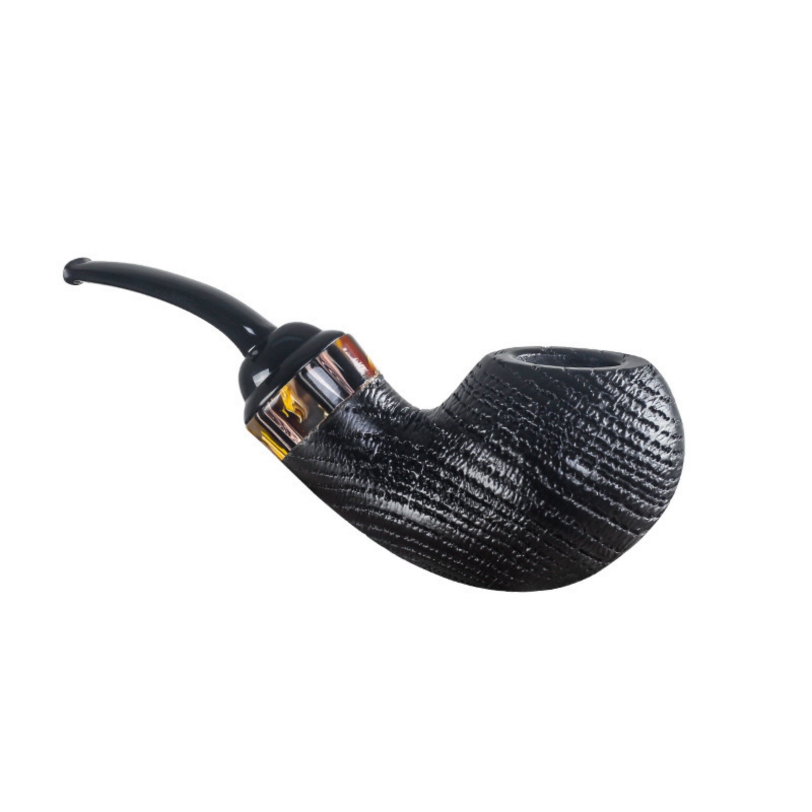 Handmade Black Wood Tobacco Pipe Large Bowl Smoking Pipe Acrylic Stem Durable