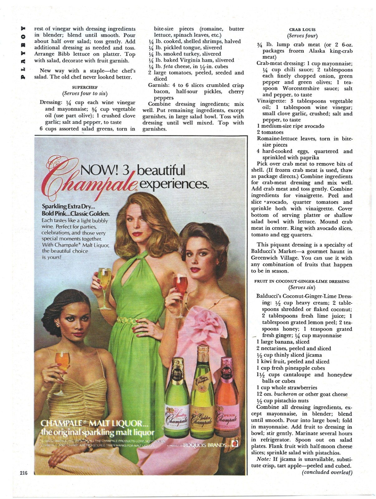 Vintage Print Ad Champale - 3 Beautiful Experiences - Aug 1980