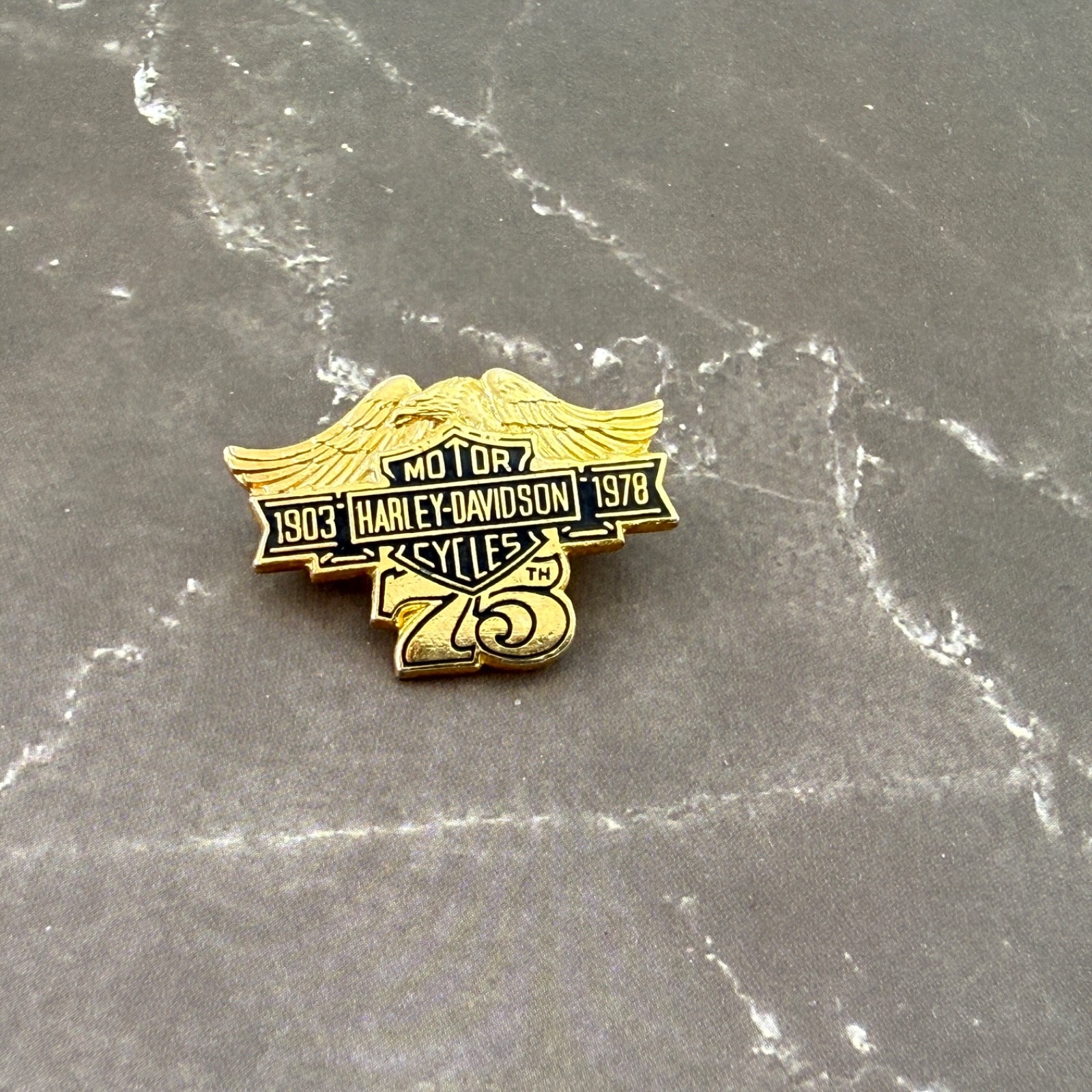 Vintage 1978 Harley Davidson Motorcycles  75th Anniversary Pin 1903 - 1978 B1