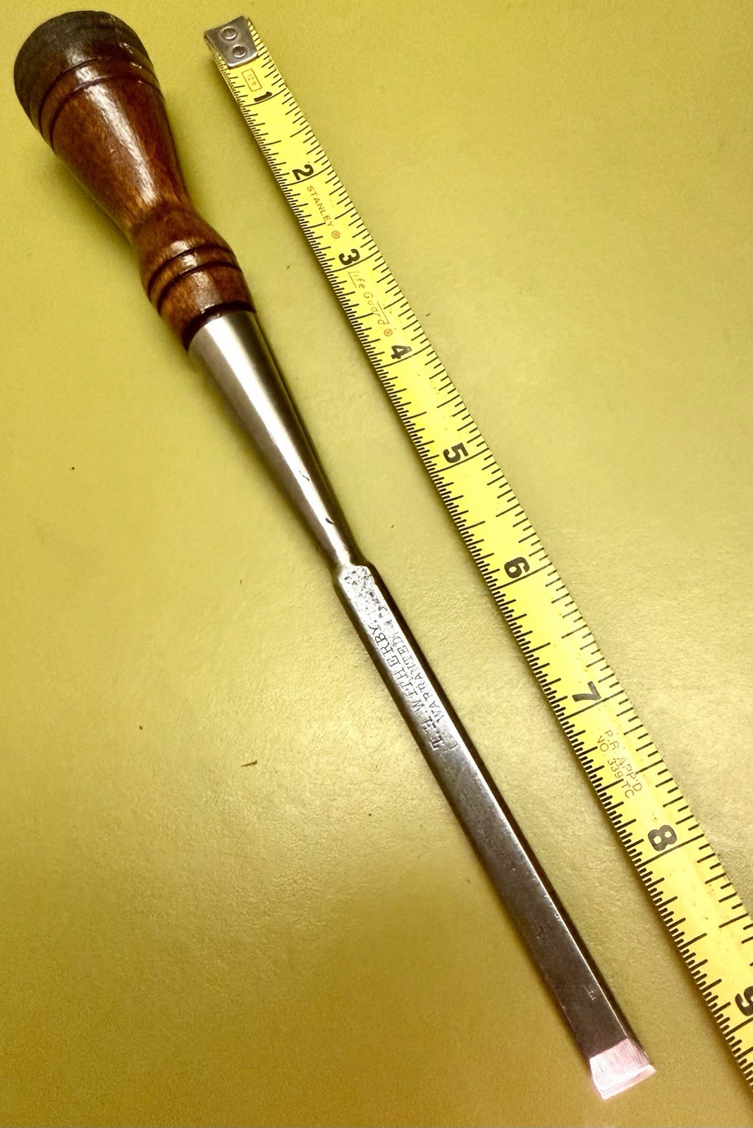 FINE vtg ca1918 TH WITHERBY 3/8” Bevel edge POCKET MORTISE chisel Tuned & SHARP FINE vtg ca1918 TH WITHERBY 3/8” Bevel edge POCKET MORTISE chisel Tuned & SHARP