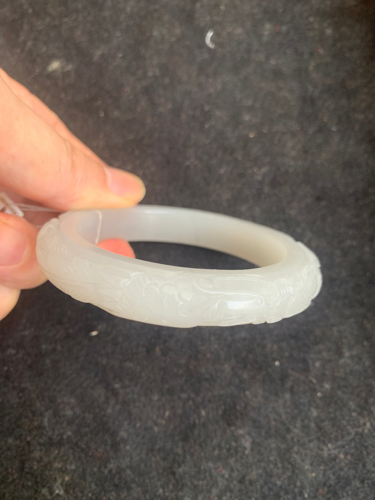 Rare Chinese HeTian White Jade Hand Carved *Phoenix* Bangle Bracelet 54mm(Inner) Rare Chinese HeTian White Jade Hand Carved *Phoenix* Bangle Bracelet 54mm(Inner)