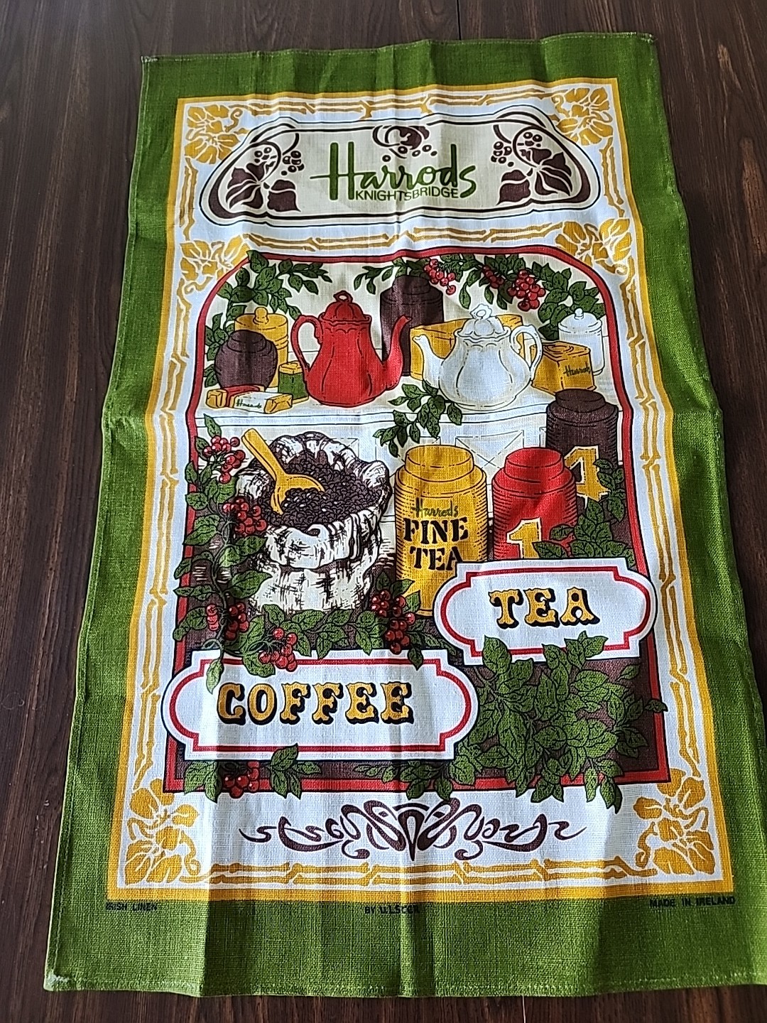 Vintage Harrods Kitchen Towel by Ulster Irish Linen Coffee and Tea Ireland Vintage Harrods Kitchen Towel by Ulster Irish Linen Coffee and Tea Ireland