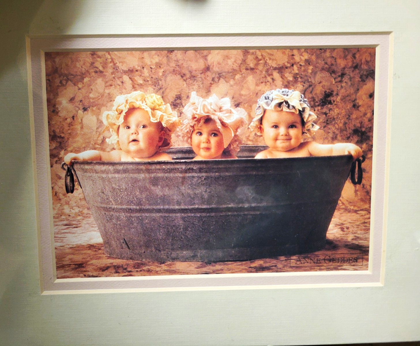 Anne Geddes 1994 Matted Color Baby Photograph 8x10 Landscape Paper Print