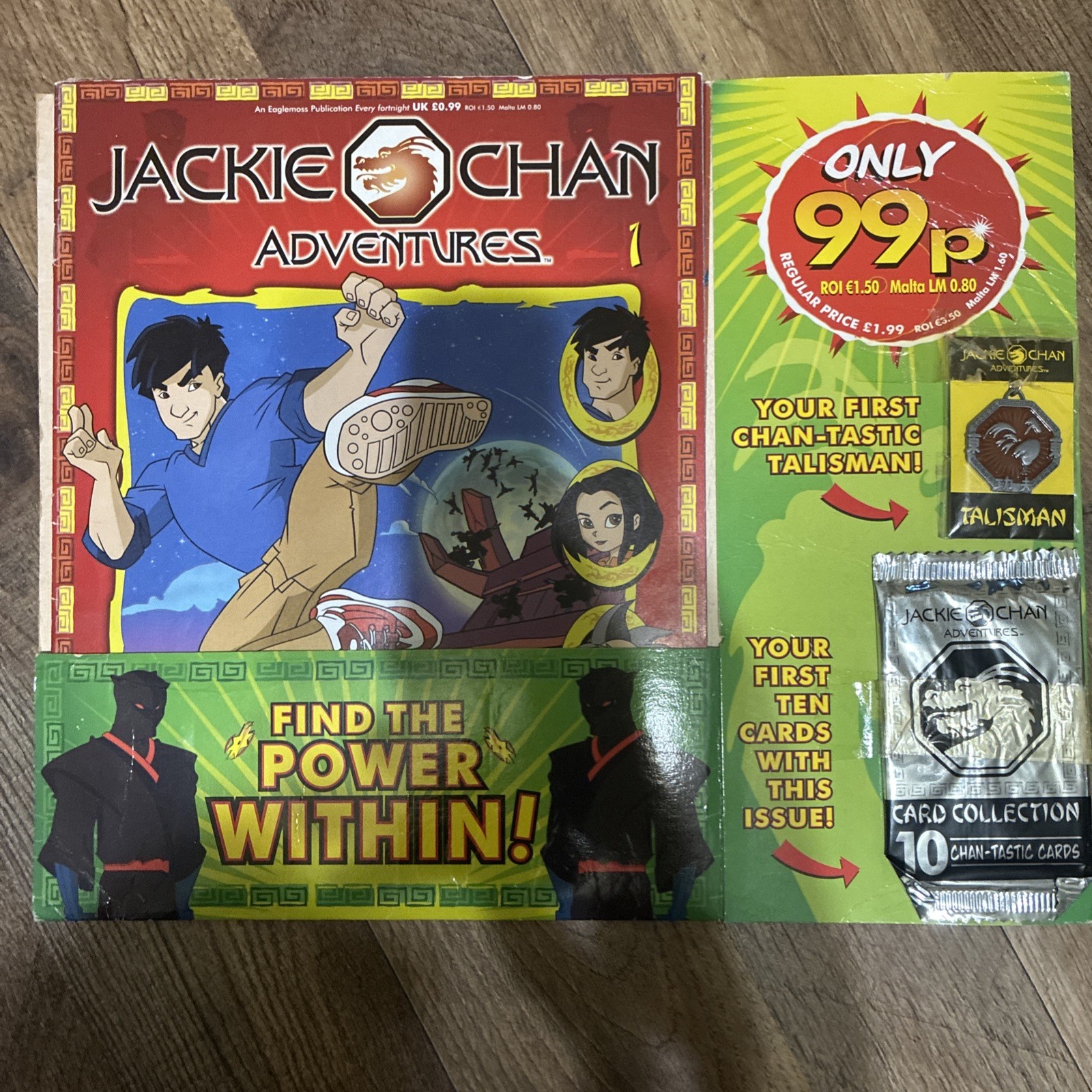 Jackie Chan Adventures Magazine Issue 1 +  Talisman & Trading Card Pack Combo