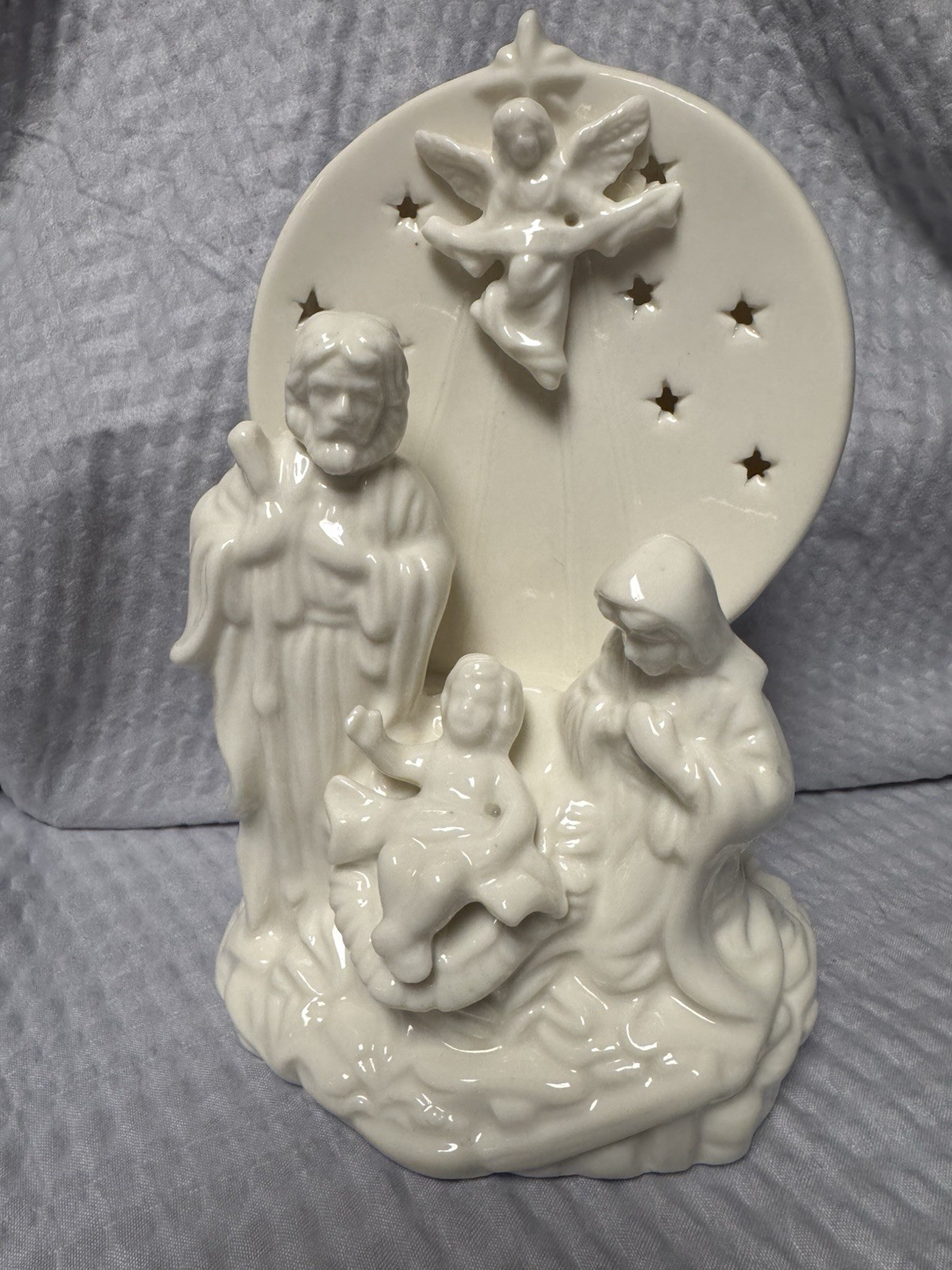Vintage 2000 Ceramic Tea Light Holder Nativity Scene