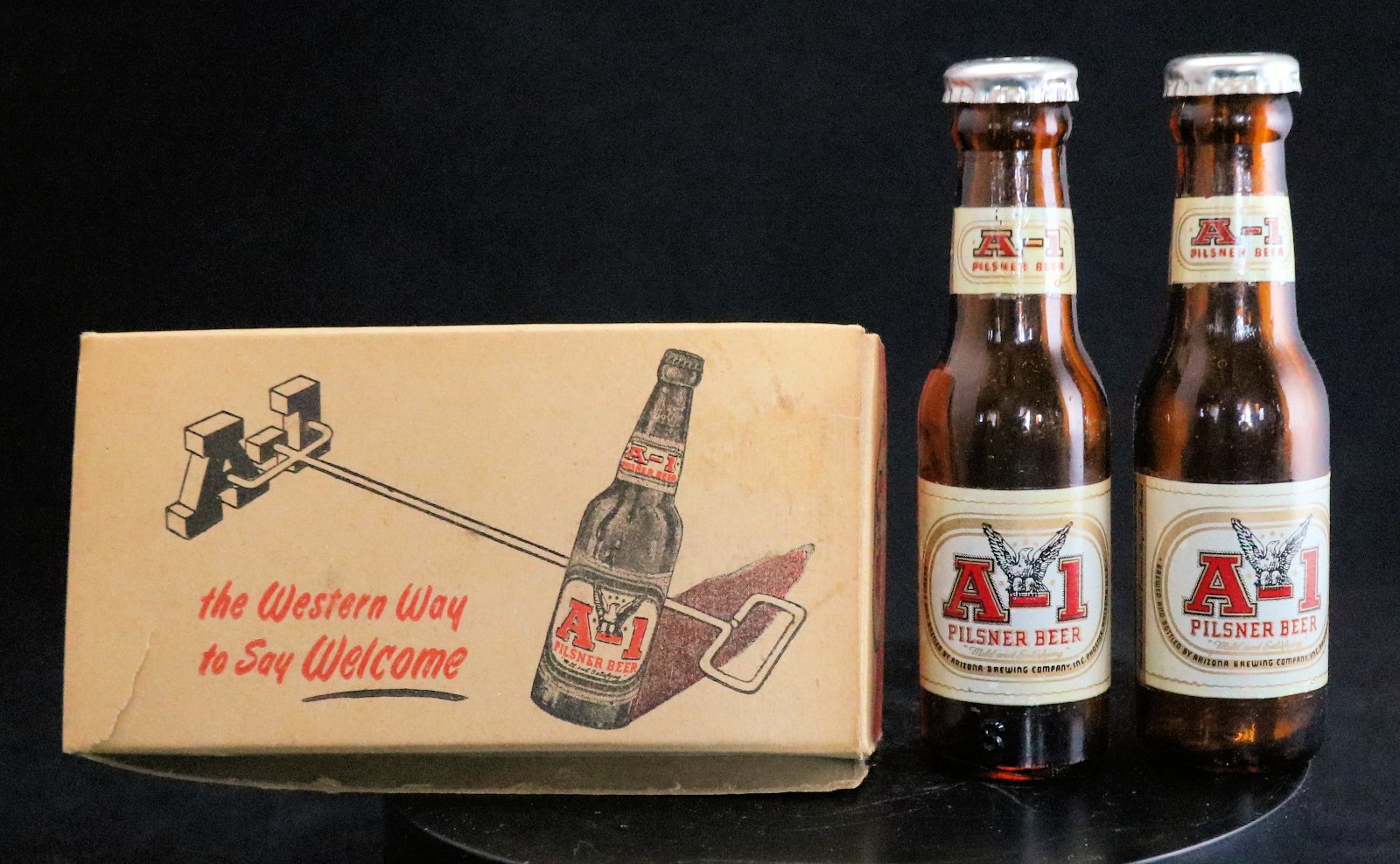 1940s–1950s A-1 Pilsner Beer Advertising Salt & Pepper Shakers – Original Box