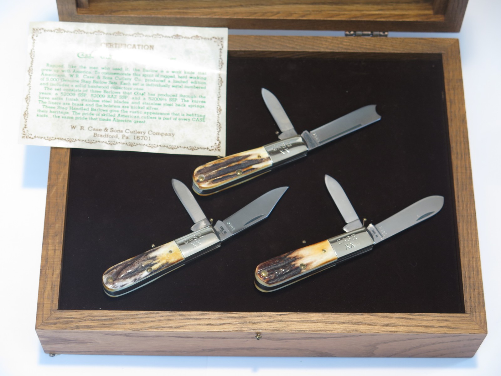 Vtg 1982 Case XX 52009 1/2 Limited Barlow Stag Handle Folding Pocket Knife Set Vtg 1982 Case XX 52009 1/2 Limited Barlow Stag Handle Folding Pocket Knife Set