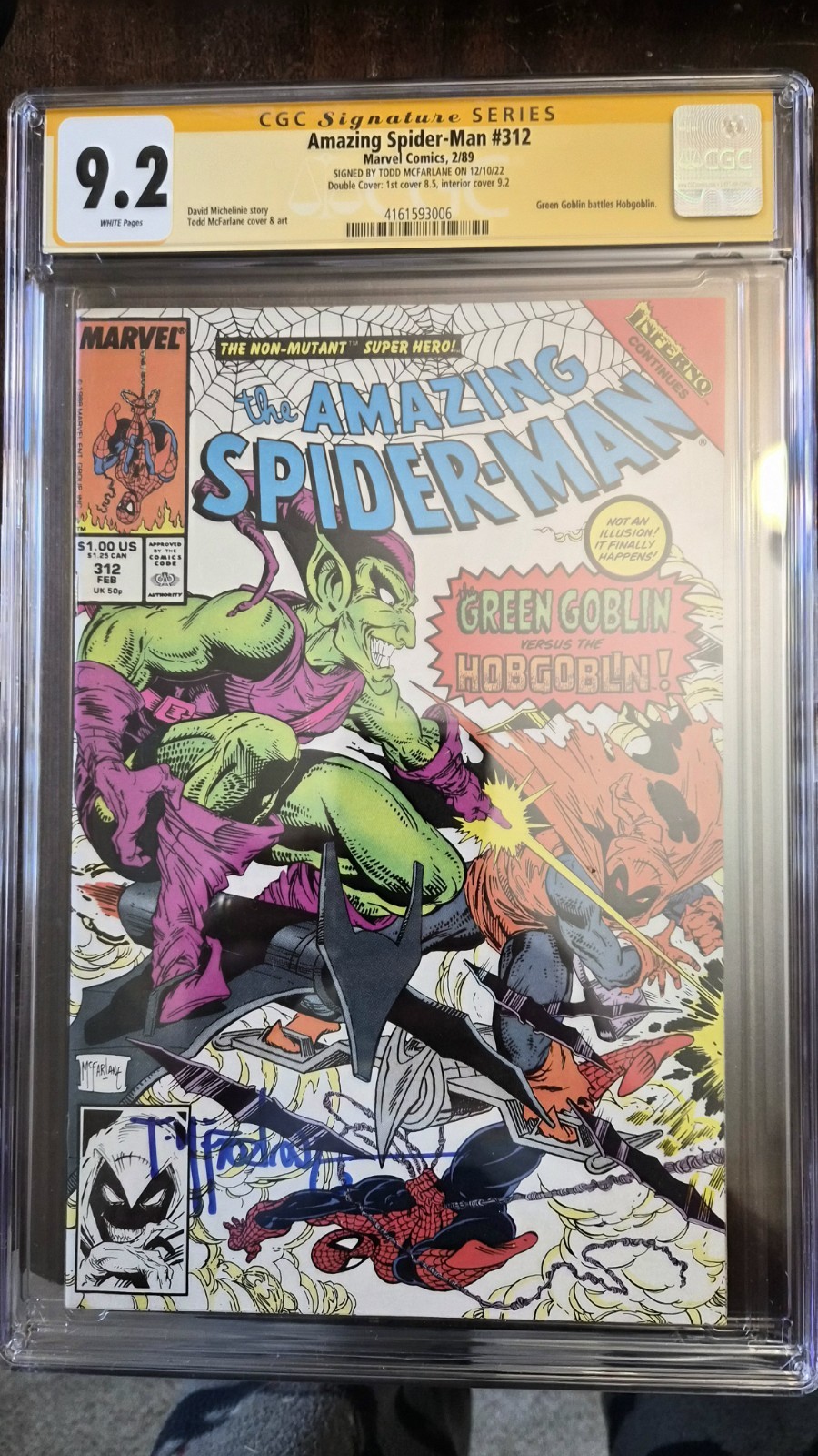 Amazing Spider-Man #312 Double Cover CGC 9.2 White Pages Signed By Mcfarlane