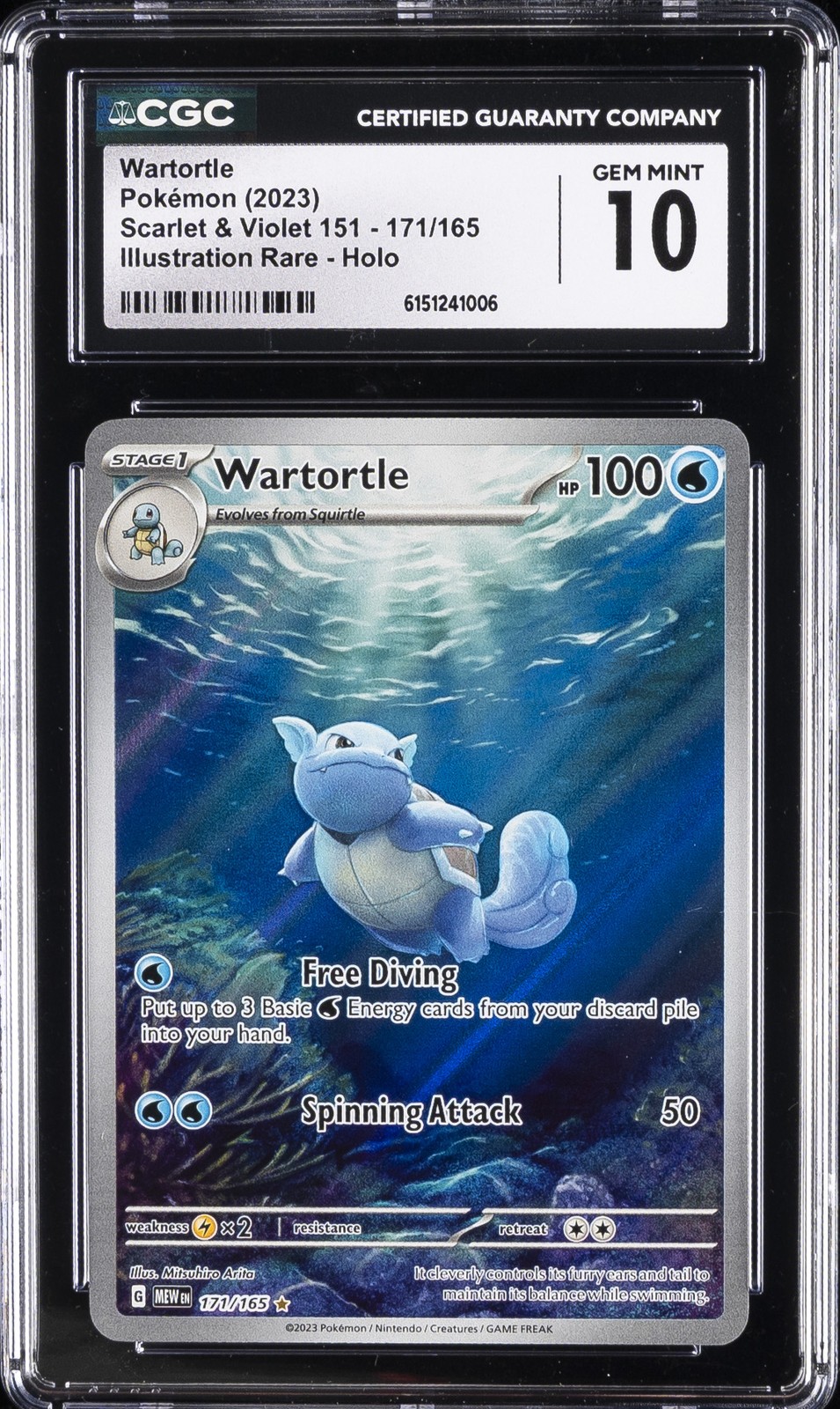 2023 SCARLET & VIOLET 151 ILLUSTRATION RARE HOLO WARTORTLE CGC 10 GEM MINT