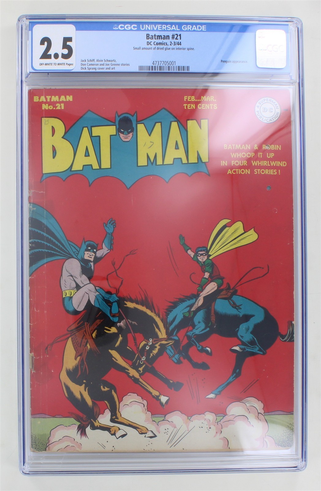 Batman #21 Early Penguin 1944 CGC 2.5 Dick Sprang DC Comics Detective Golden Age