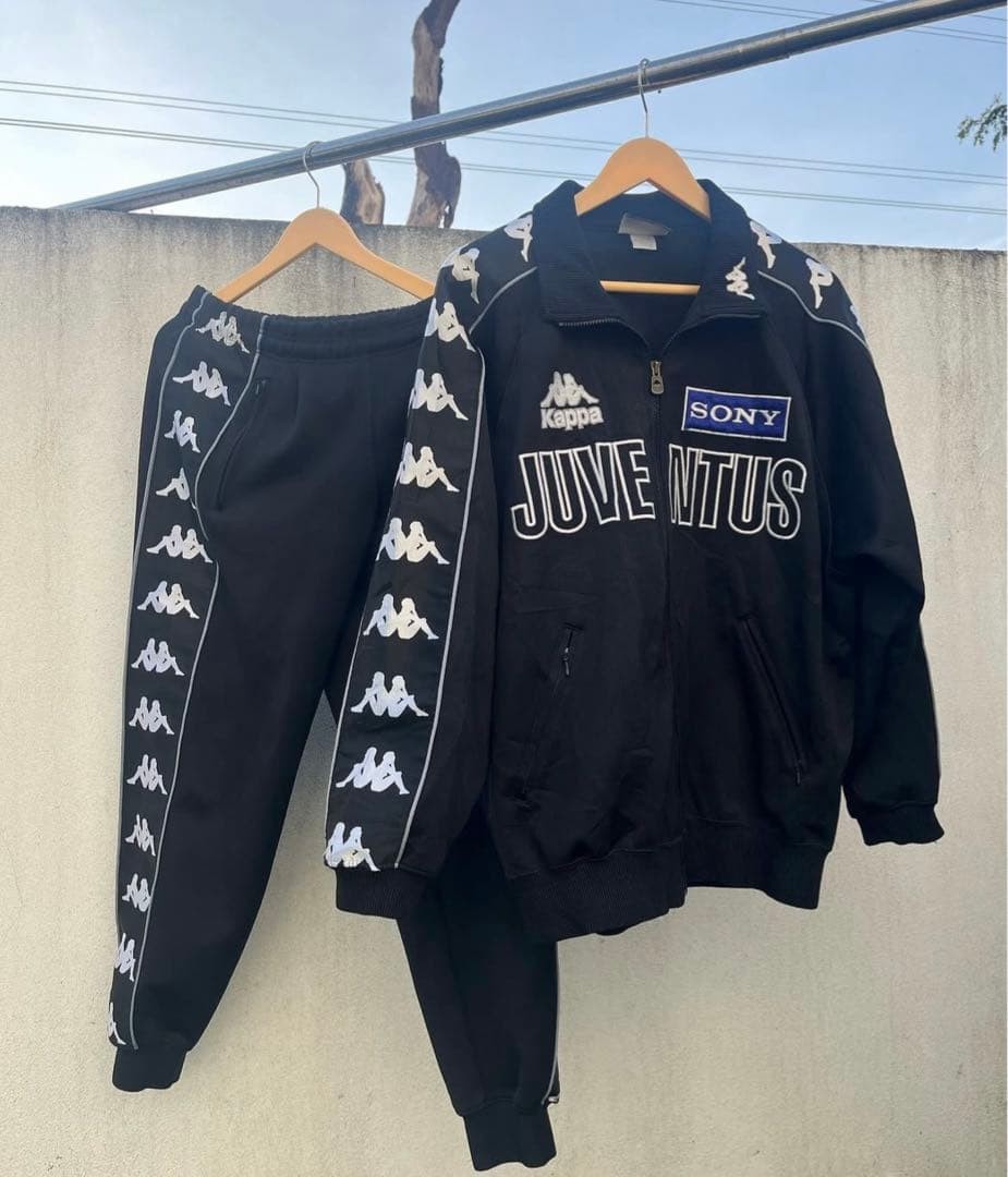 Vintage 1995-96 Juventus Kappa SONY Tracksuit Jacket Pants Set Size O XL