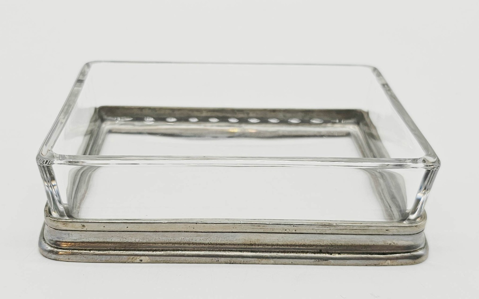 MATCH Pewter and Glass Soap Dish Cosi Tabellini made in Italy Rectangle MATCH Pewter and Glass Soap Dish Cosi Tabellini made in Italy Rectangle