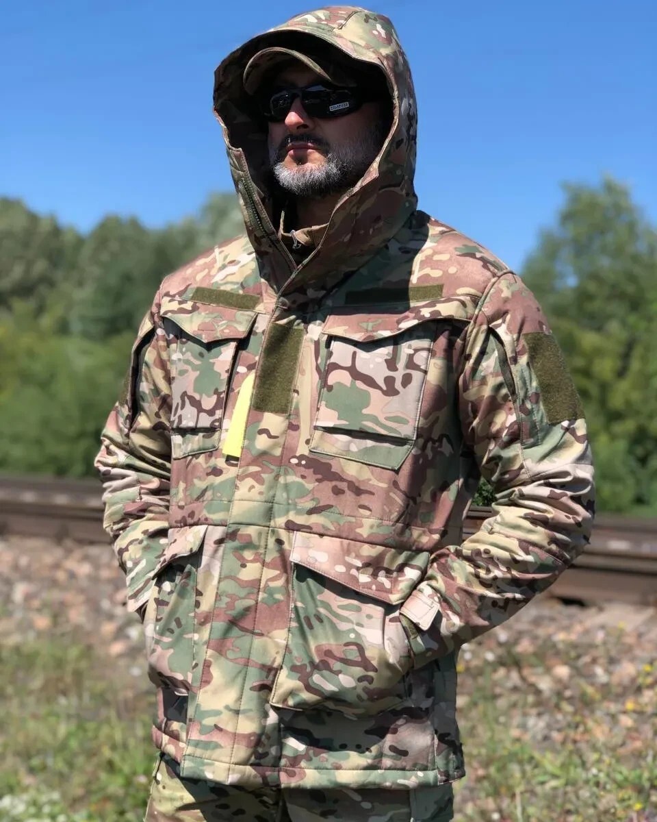 Men\'s Outdoor Camouflage Parka Softshell Multicam Jacket Size 46