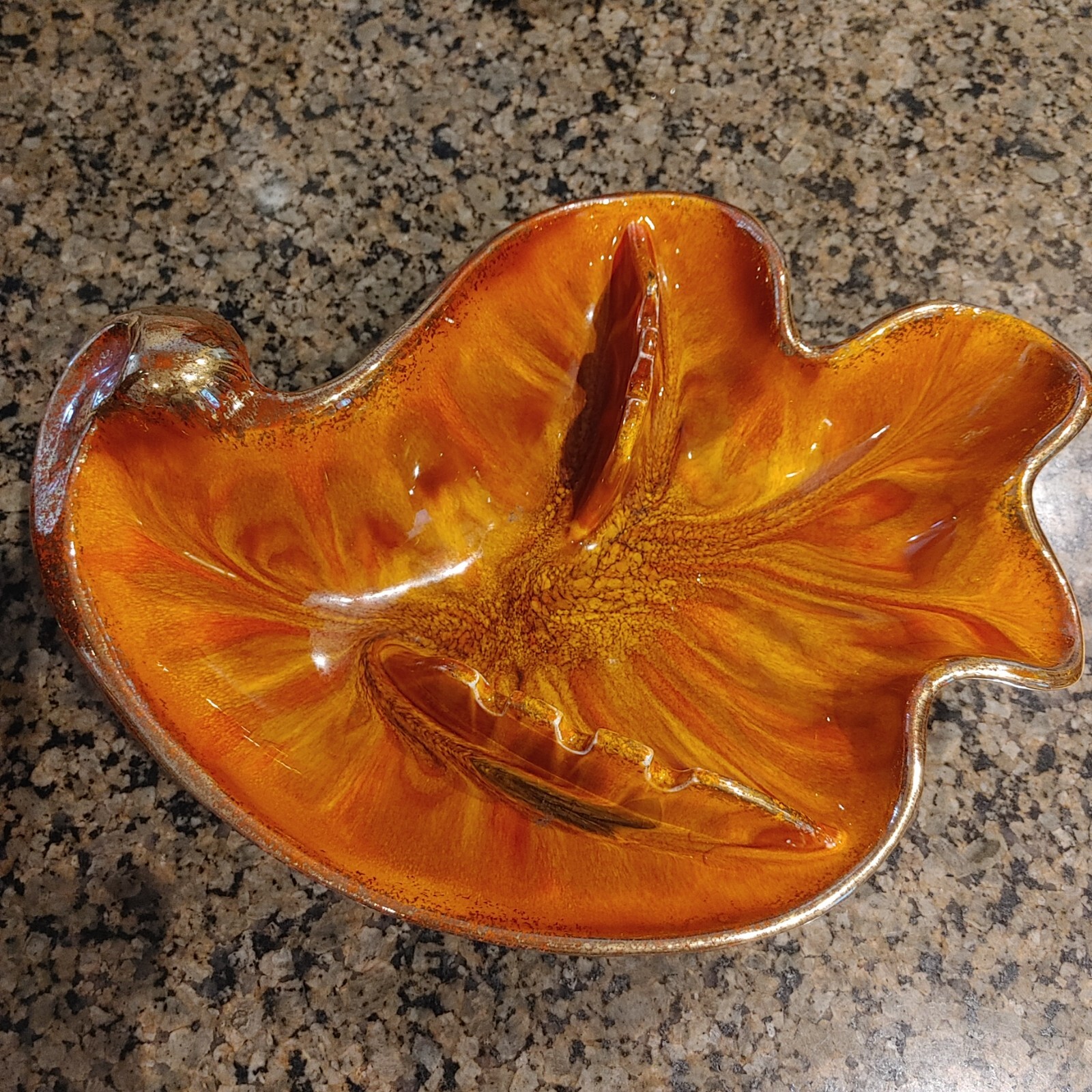 Vtg Retro Ashtray California Orig. #170 Orange Leaf Shape R2