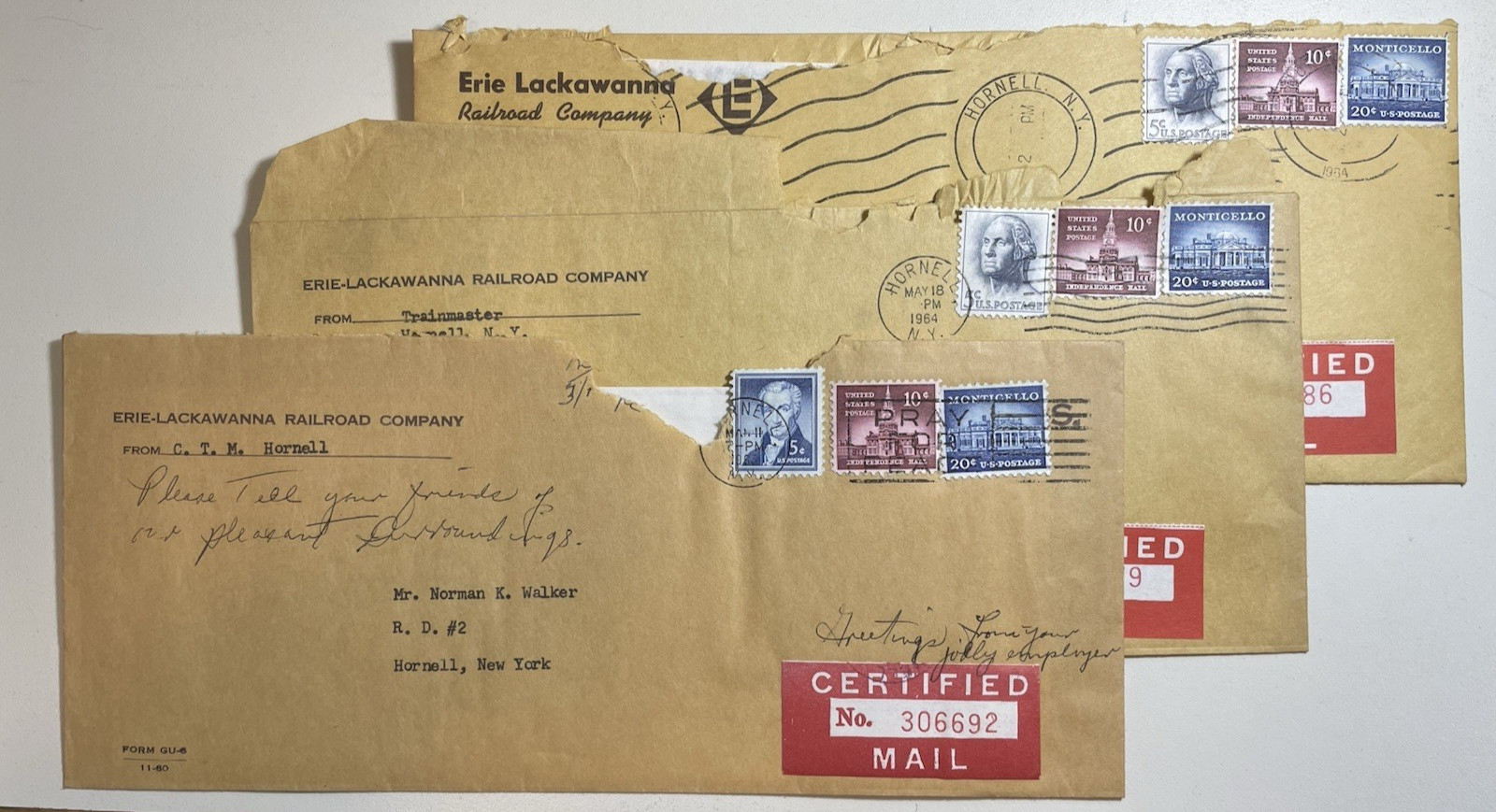 Erie Lackawanna RR Test Book 1952 Certified Mail Computer Hornell NY Lot Engine Erie Lackawanna RR Test Book 1952 Certified Mail Computer Hornell NY Lot Engine