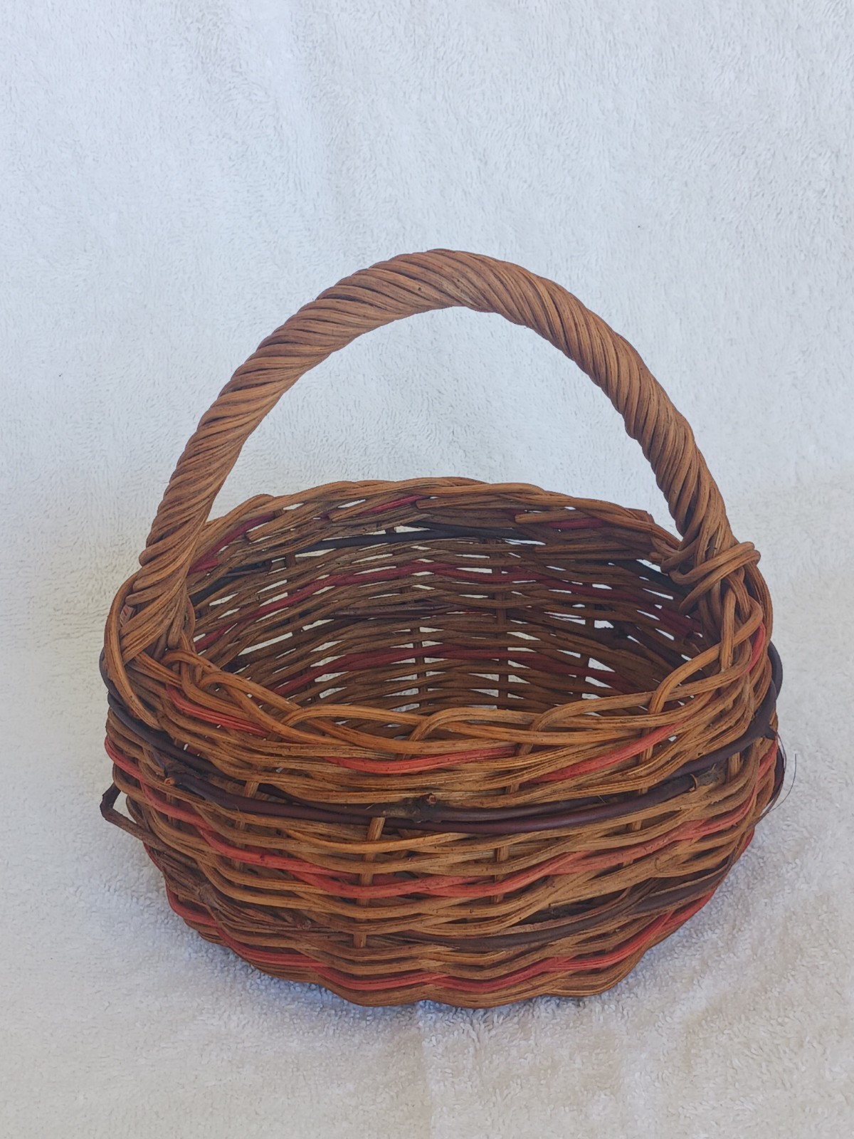 Vintage Signed 1982 Lois Willow Gathering Basket Primitive Appalachian Harvest