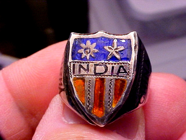 WW2 WWII CBI Cbi Silver & Enamel Ring Dated 1945 China Burma India Hard to Find WW2 WWII CBI Cbi Silver & Enamel Ring Dated 1945 China Burma India Hard to Find