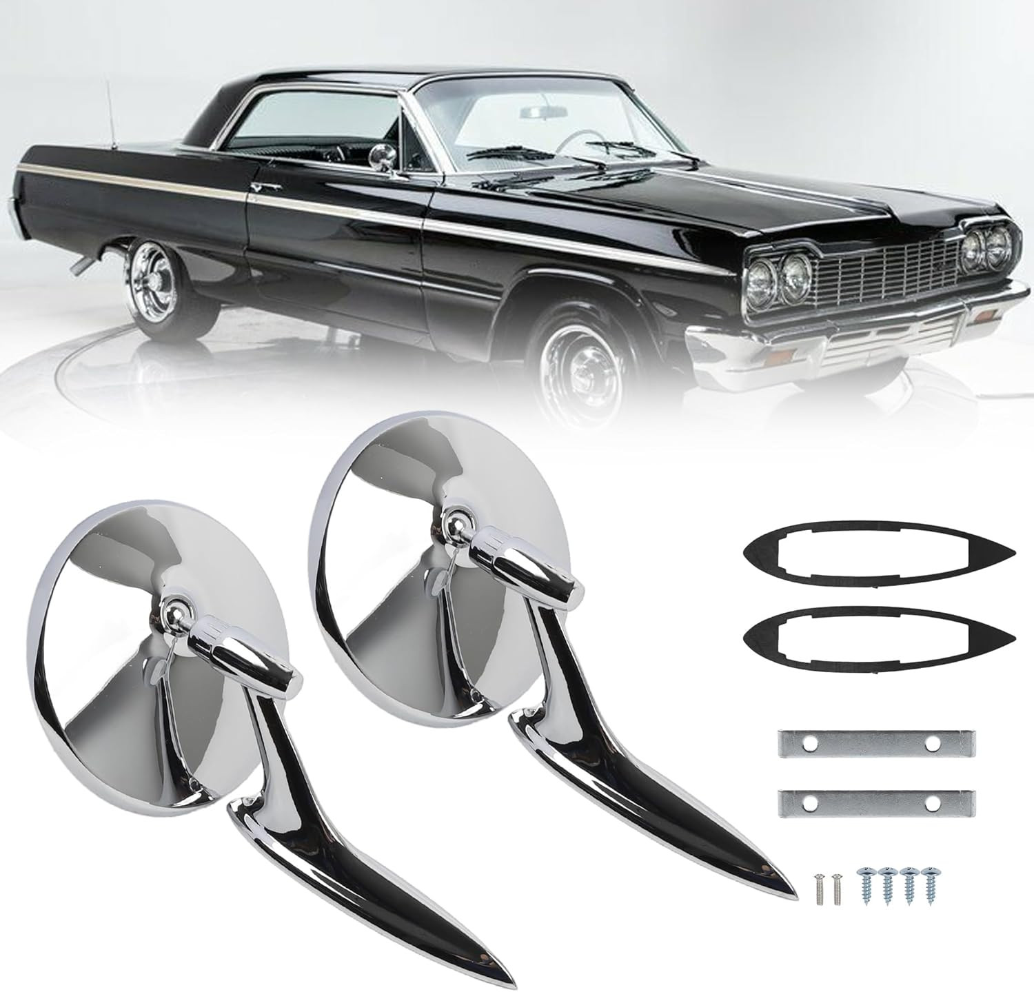 round Bowtie outside Rearview Mirrors Ribbed Base Side Door Mirror