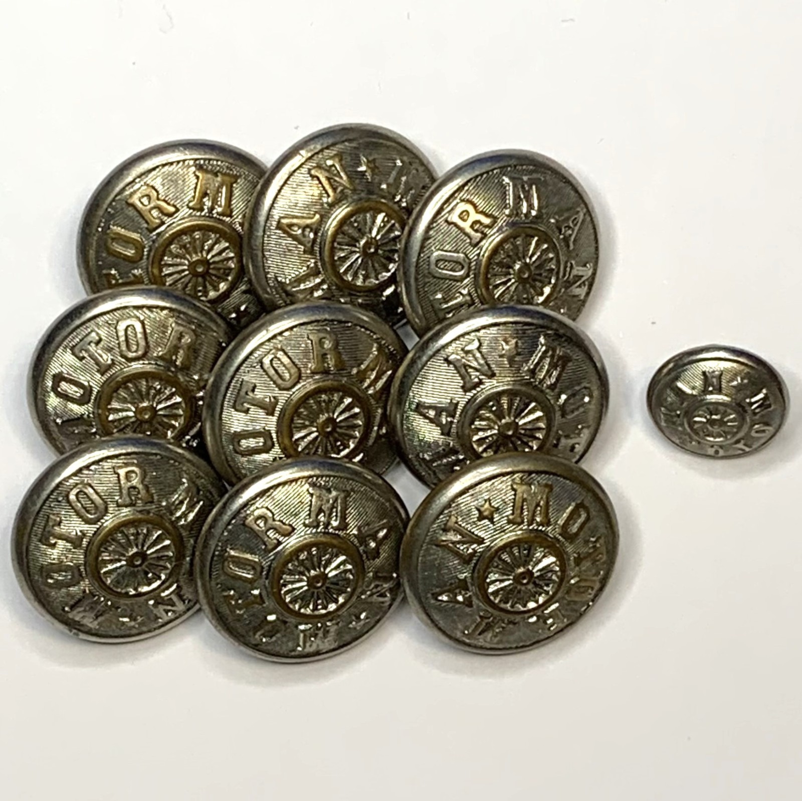 10 Vintage Motorman Railroad Trolley Uniform Buttons Waterbury Button Co.