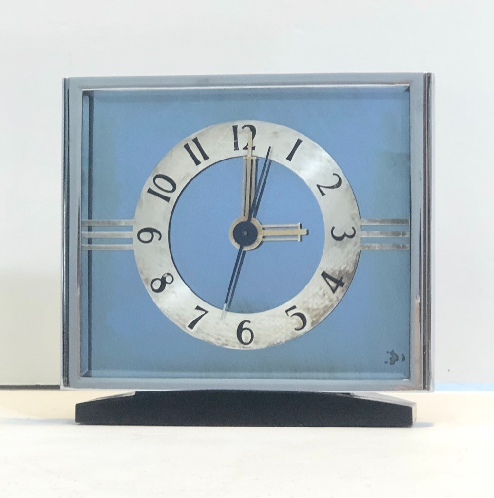 Antique Hammond Empress Blue Glass Art Deco Clock 1930's Rare Antique Hammond Empress Blue Glass Art Deco Clock 1930's Rare