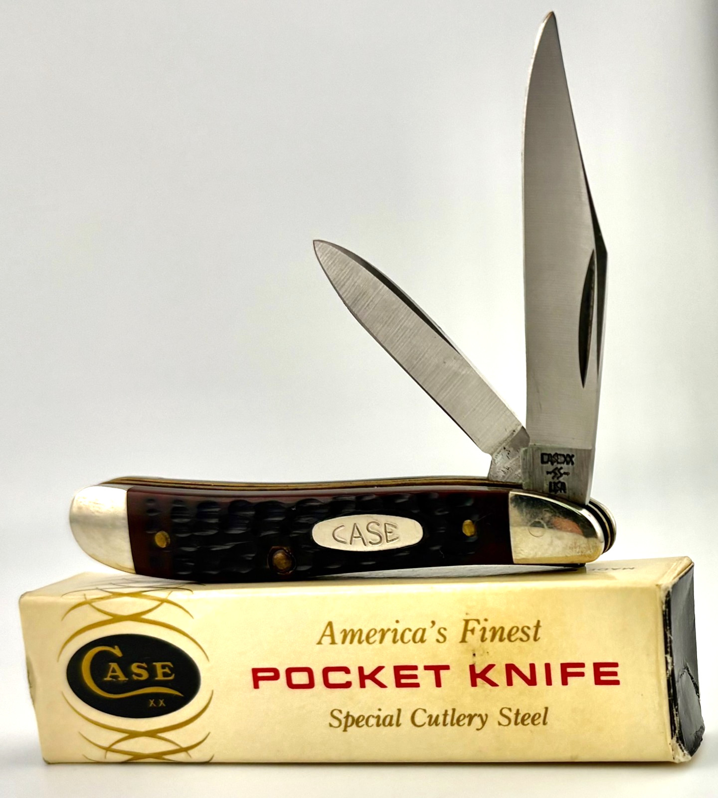 Vintage Case XX 6220 SS Peanut 1986 4-Dot Jigged Brown Delrin Original Box  MI55