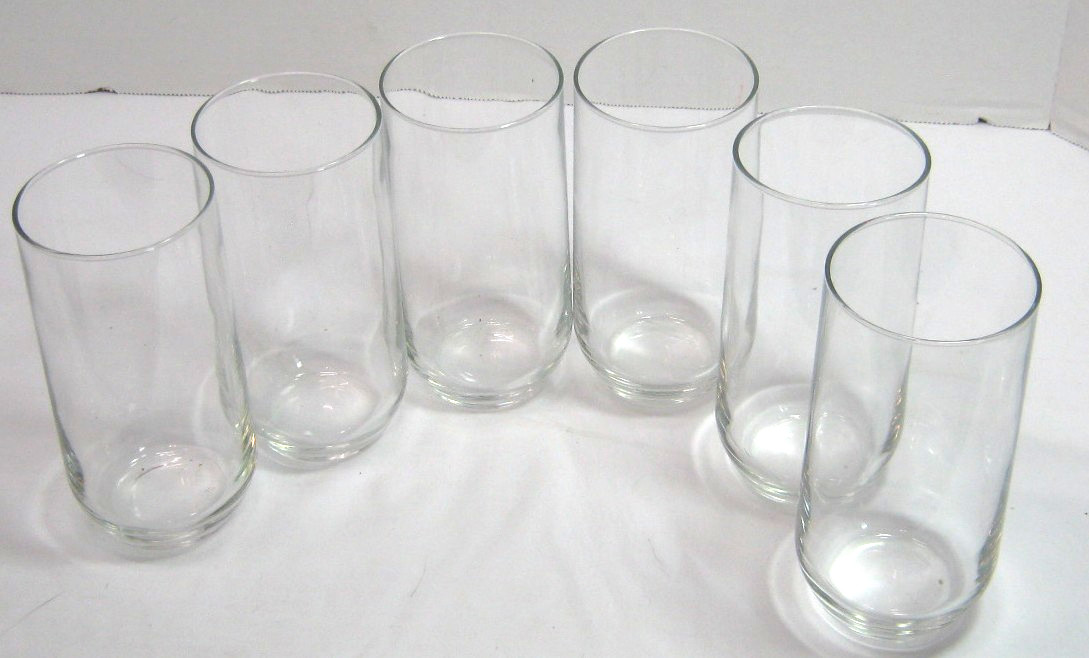 Vintage Set of (6) Libbey Glass Heavy Duty 16 ounce Drinking Glasses 5 1/8\