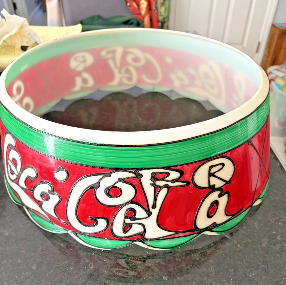 Vintage Coca-Cola Hanging Lamp Shade Outer Rim – 16 Inches