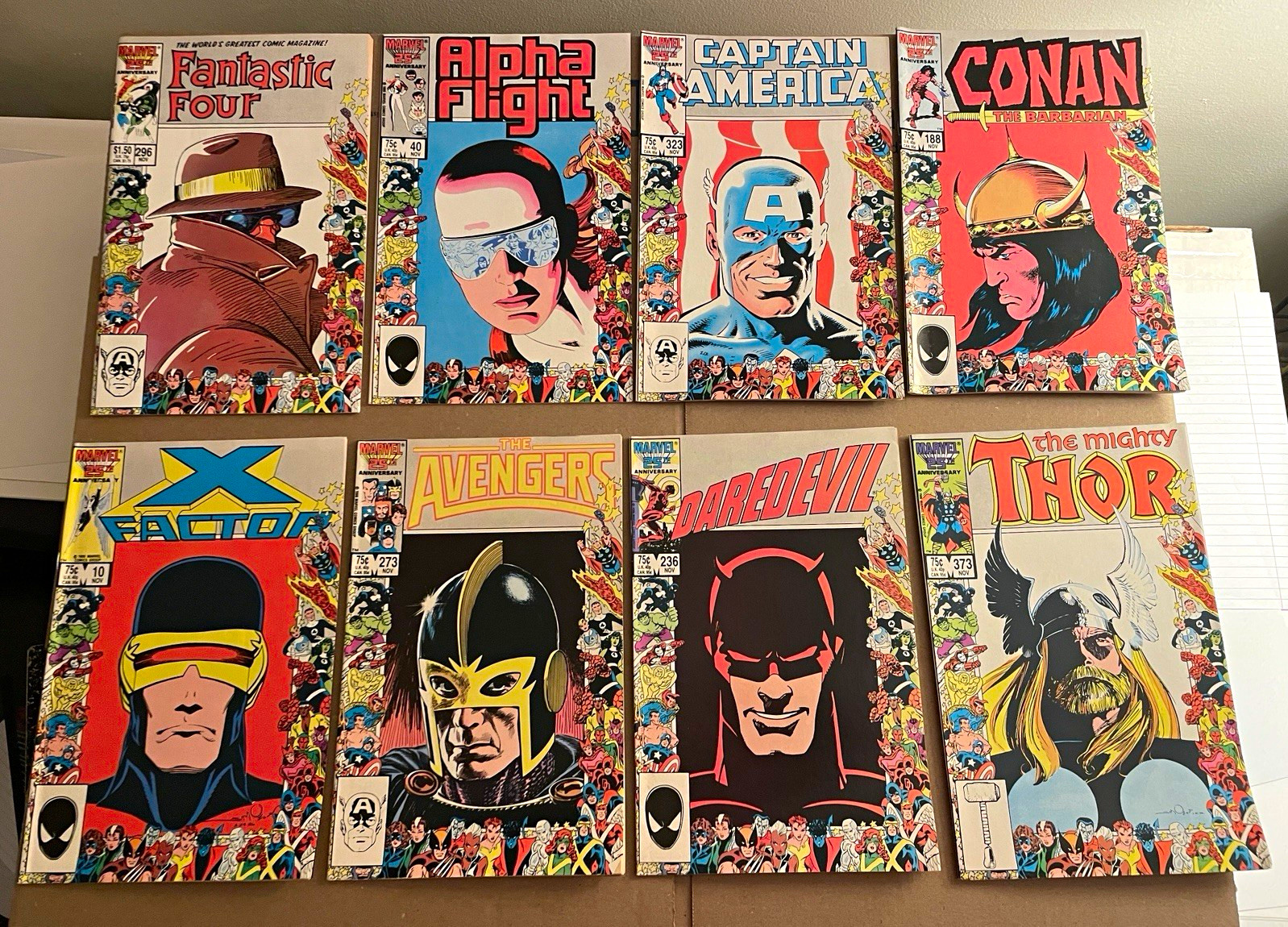 Lot of 8: Marvel 25th Anniversary Border Comic 1987 Avengers FF Thor Conan Cap