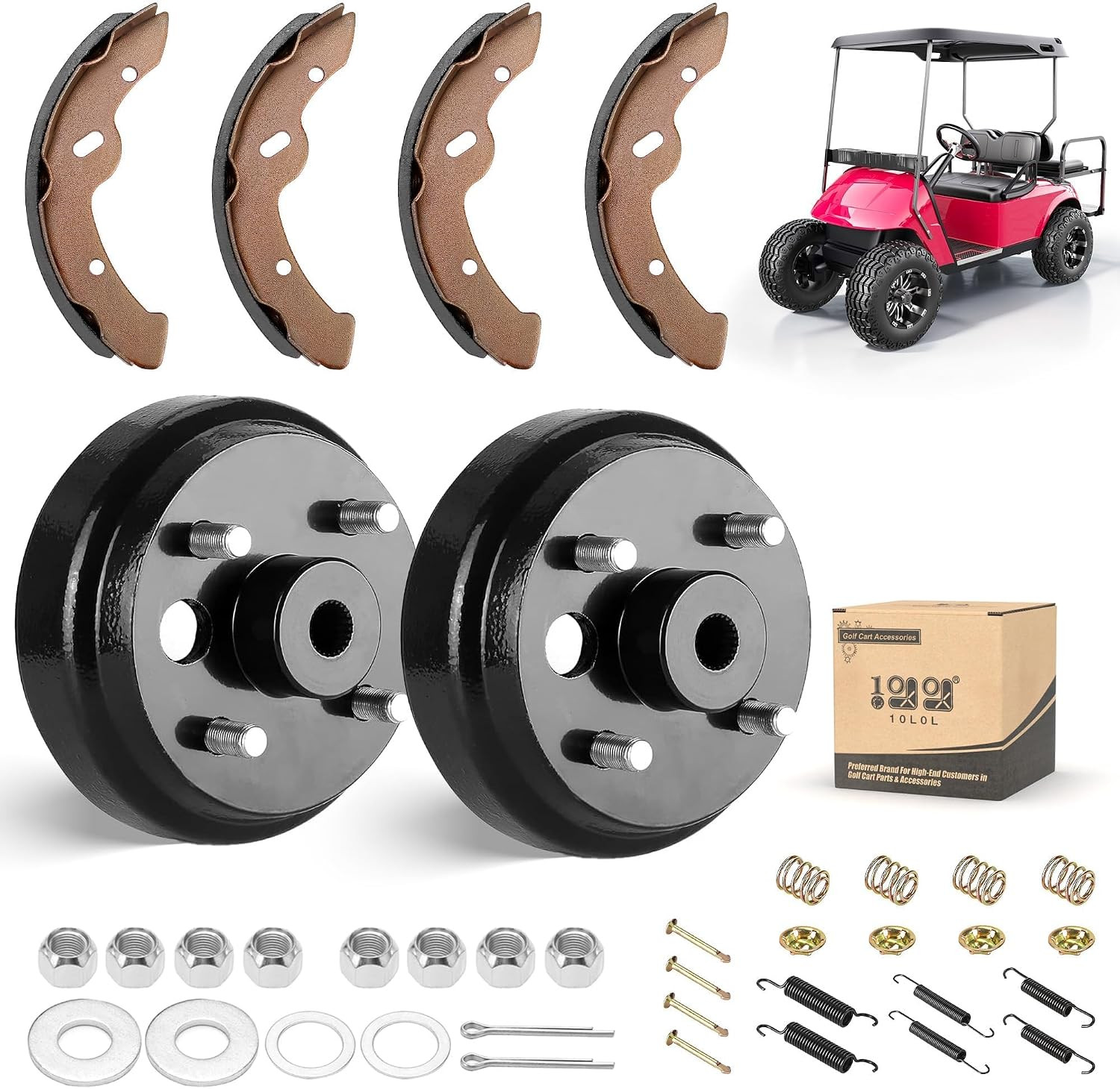 Golf Cart Brake Hub Drum Kit for EZGO TXT Electric 1997 Up, Rear Brake Drums, Sh Golf Cart Brake Hub Drum Kit for EZGO TXT Electric 1997 Up, Rear Brake Drums, Sh