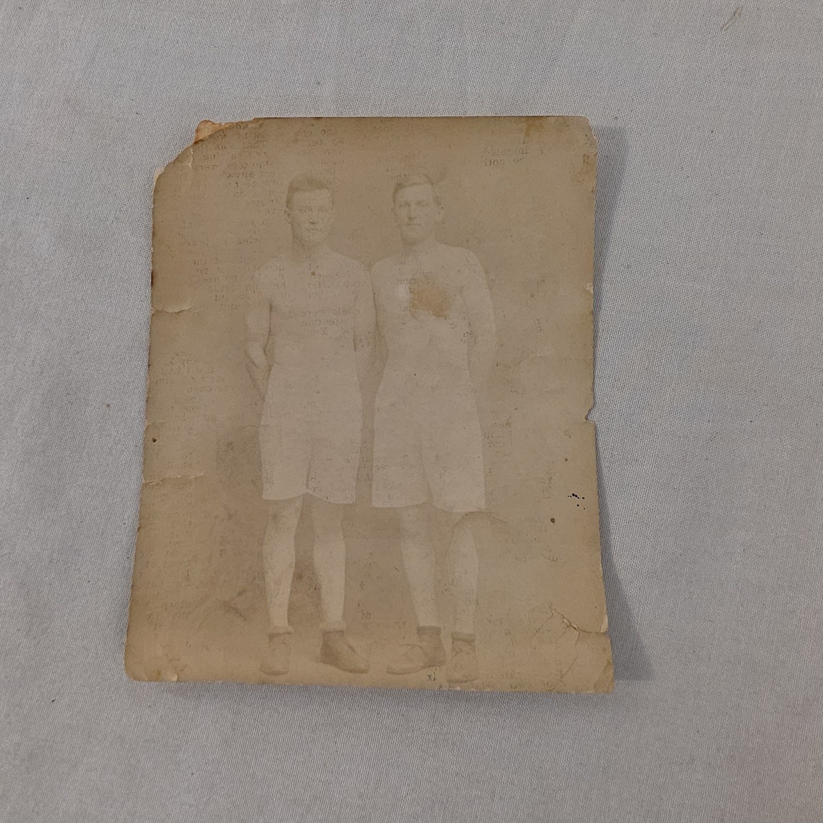 Antique Sepia Photo Boxing Uniform Canada Brothers Del Ole Men Vintage Snapshot