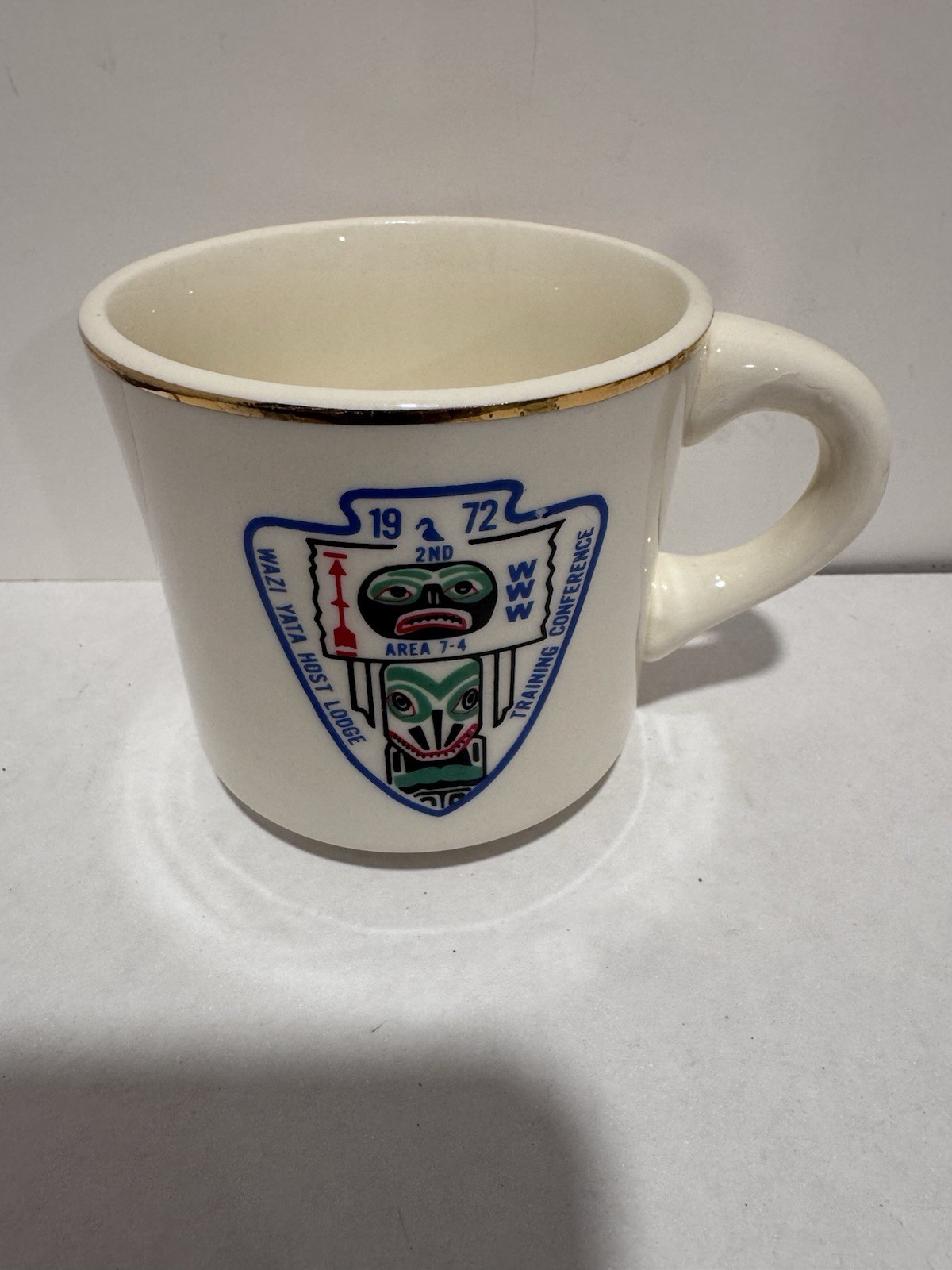 Vintage 1972 BSA OA Wazi Yata Lodge Area 7-4 Training Conference Scout Mug Vintage 1972 BSA OA Wazi Yata Lodge Area 7-4 Training Conference Scout Mug