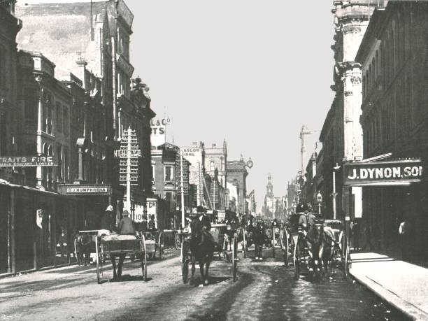 George Street Sydney Australia 1895 Horse drawn vehicles on Sydney- Old Photo