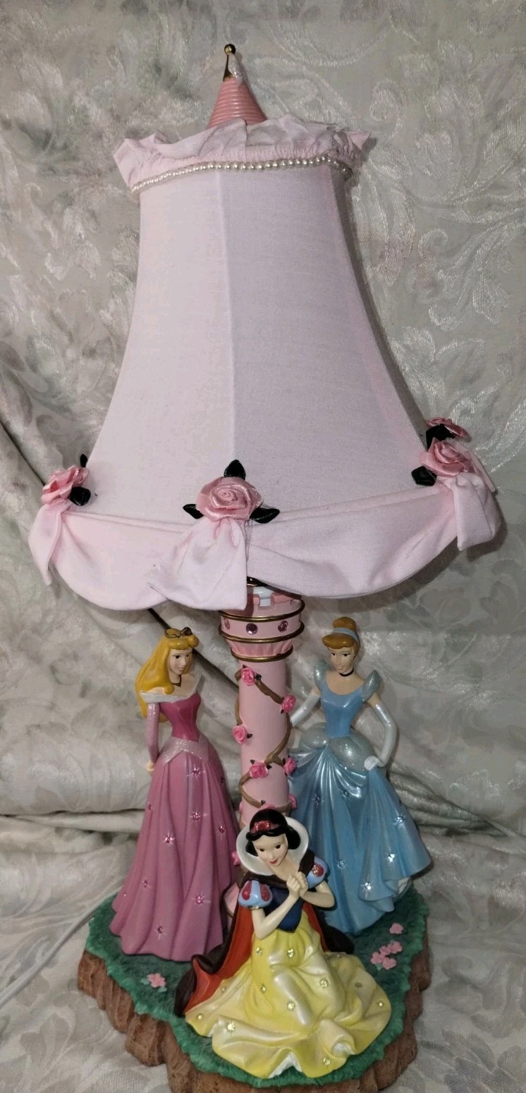 Vintage Rare Disney Princess Table Lamp #1207, Cinderella, Aurora & Snow White