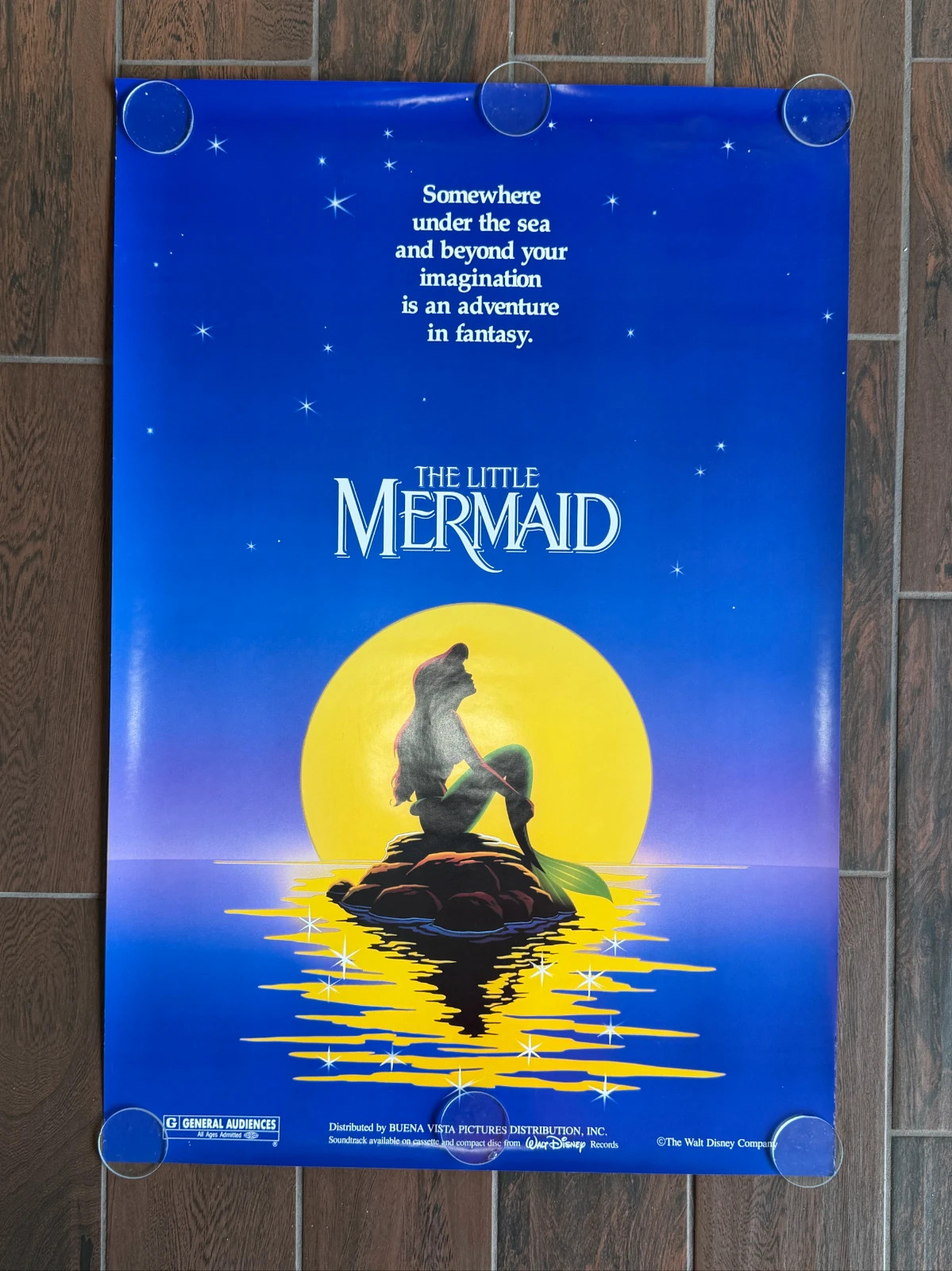 Original The Little Mermaid Movie Poster 27x40 Ariel Advance Art Vintage 1989