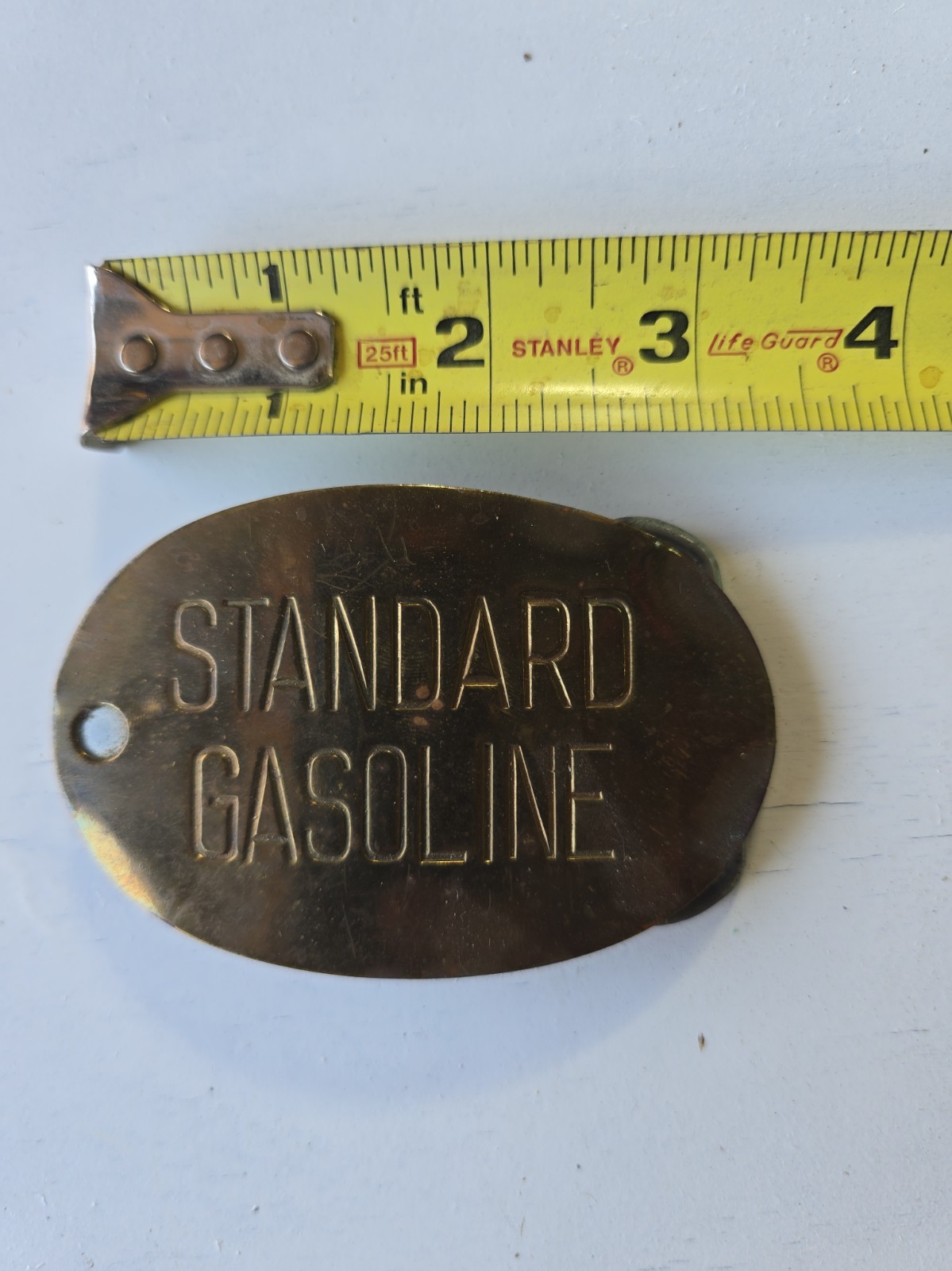 Standard Gasoline Brass Tank Tag Belt Buckle Vintage Standard Oil Petroliana Standard Gasoline Brass Tank Tag Belt Buckle Vintage Standard Oil Petroliana