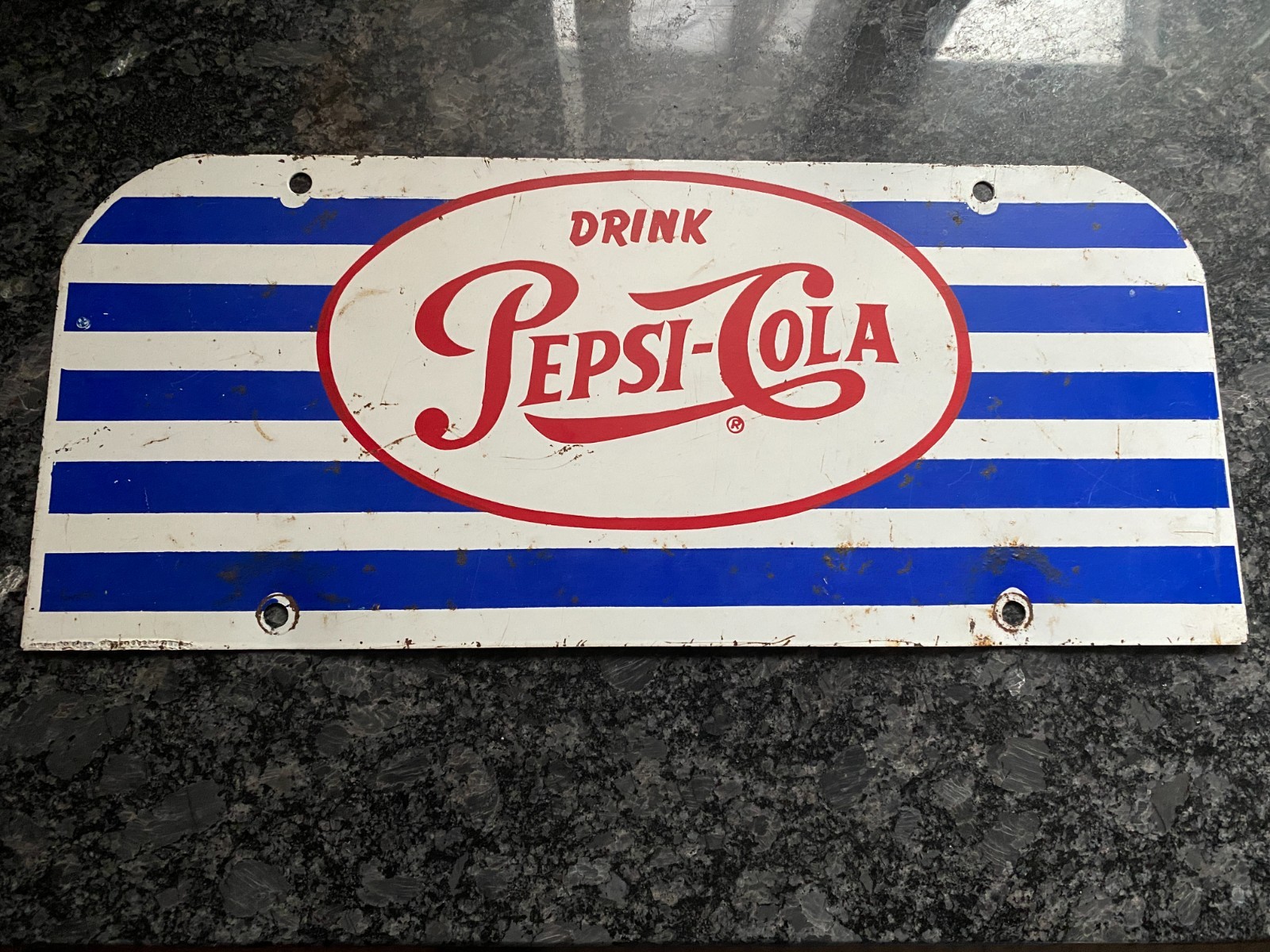 Early Vintage DRINK PEPSI COLA Tin Metal Rack Sign - MEASURES 14\