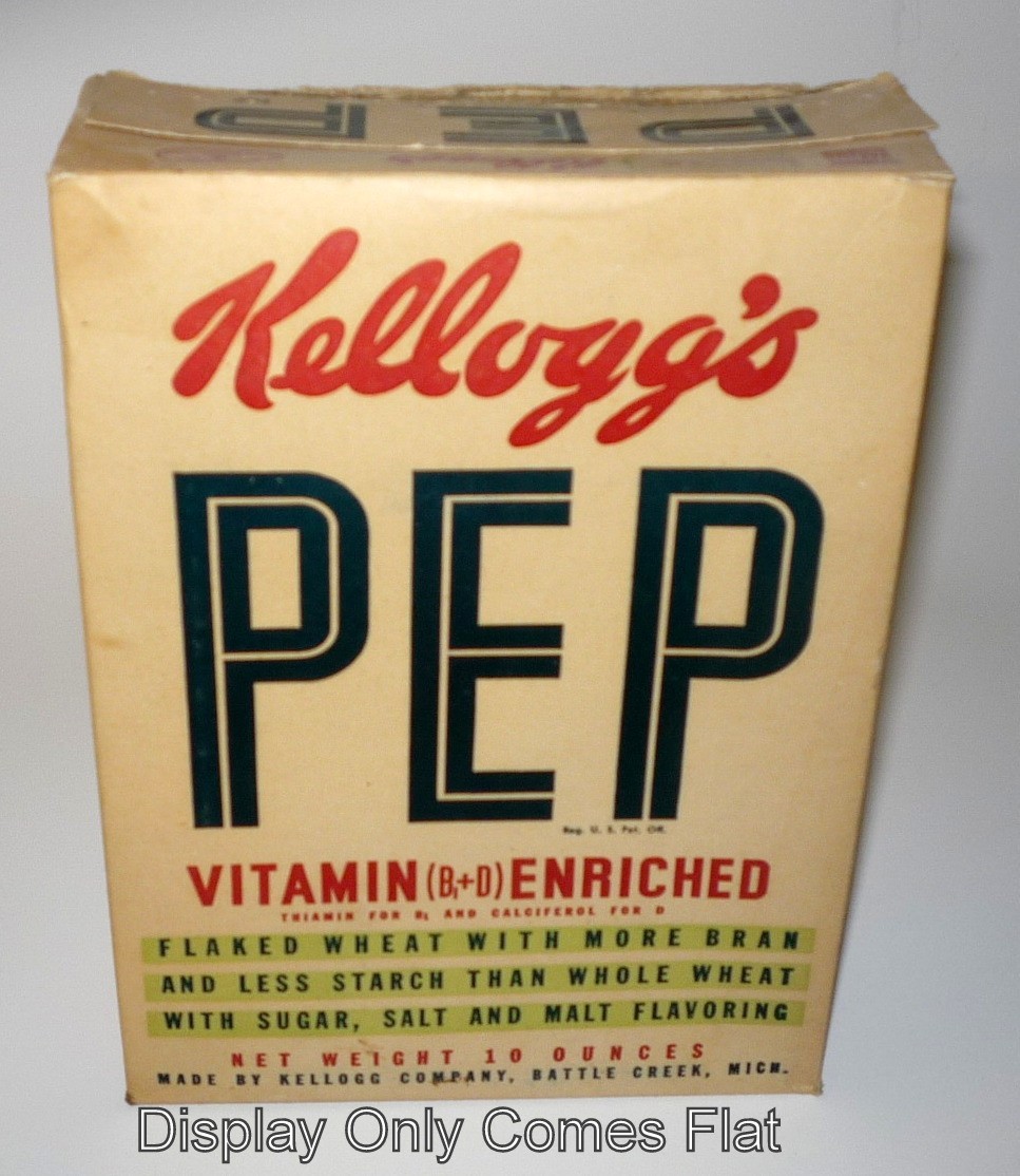 Vintage 1939 Kellogg's PEP Vitamin Enriched Cereal 10-ounce Package Box