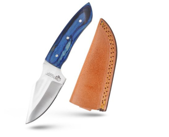 Wild Turkey Blue Wood Fixed Blade Skinner Hunting Knife Leather Sheath 8 Wild Turkey Blue Wood Fixed Blade Skinner Hunting Knife Leather Sheath 8