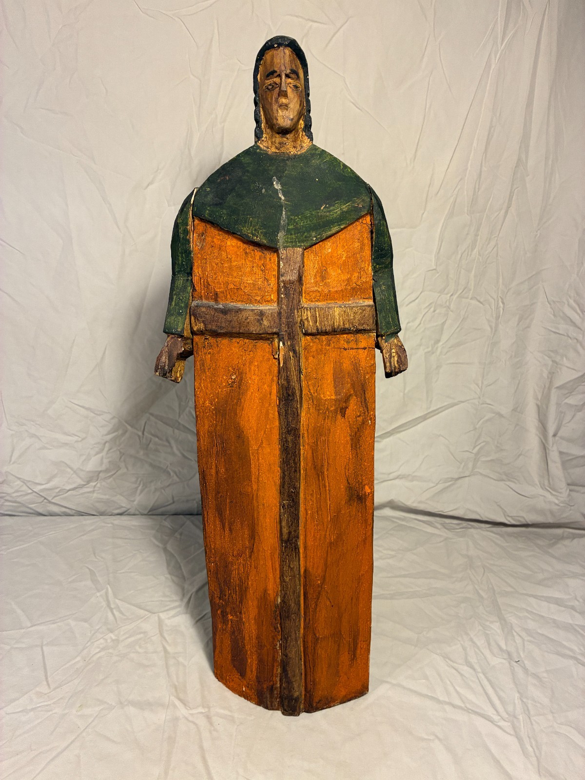 Vintage Hand Carved Wooden Santos Figure Primitive Folk Art Saint Statue
