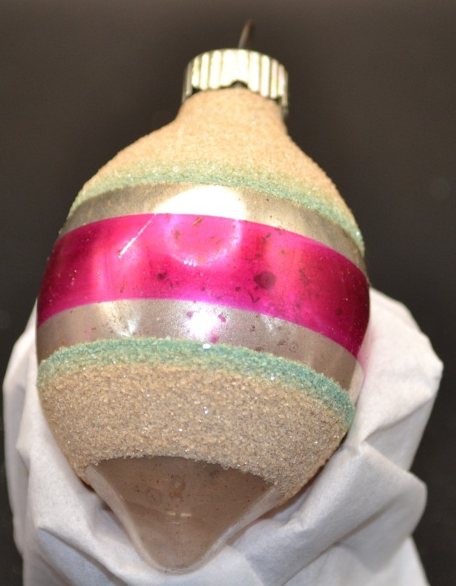 Vintage Shiny Brite  Mica Atomic Teardrop Glass Christmas Ornament MADE IN USA