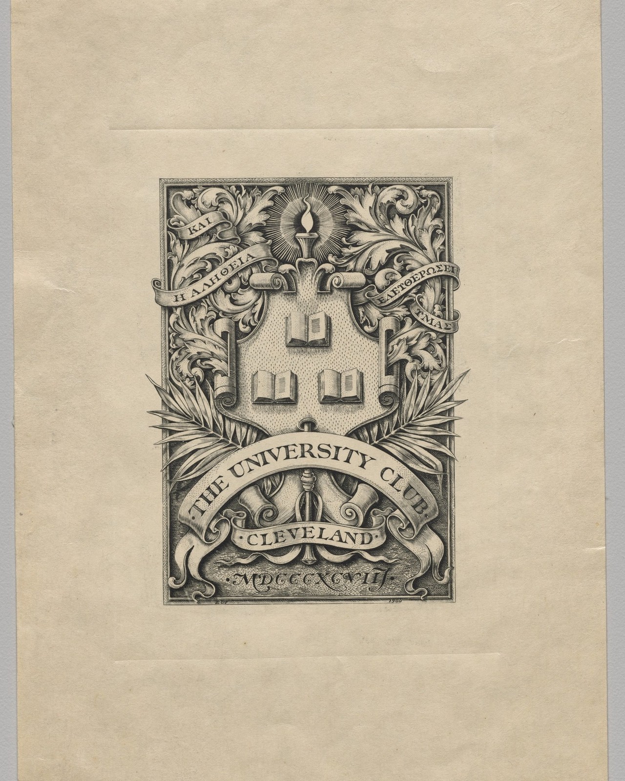 Bookplate: the University Club, Cleveland Vintage Americana 8x10 Picture Print