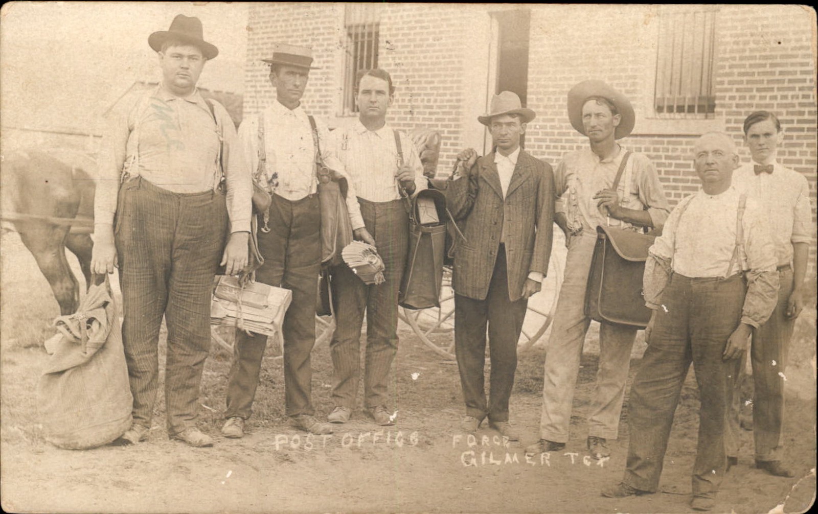 Gilmer Texas TX Post Office Force c1910 Real Photo Vintage Postcard bhn