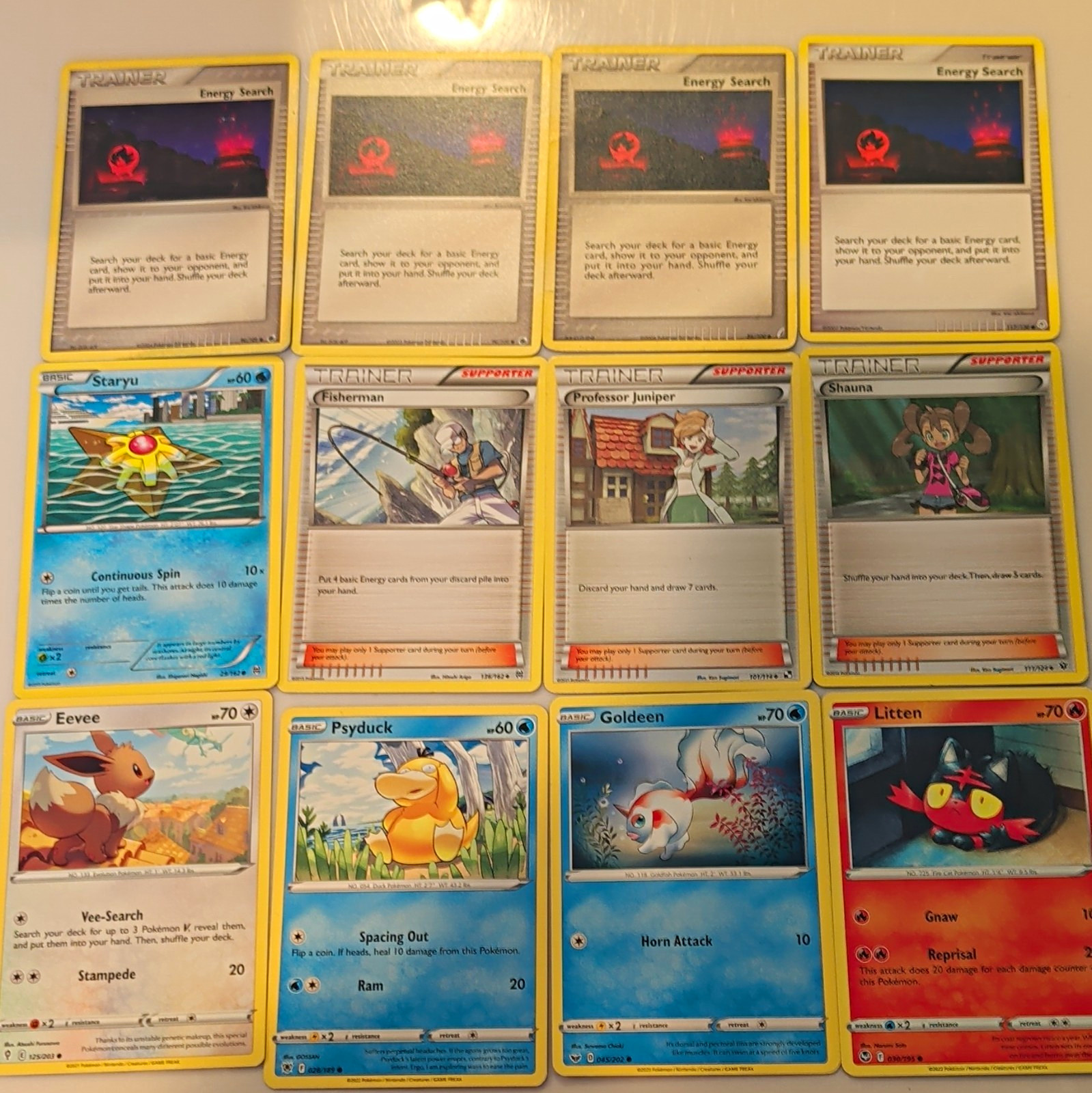 Pokemon Lot Vintage 2004-2022 Energy Search Shauna Juniper Fisherman Staru Evee