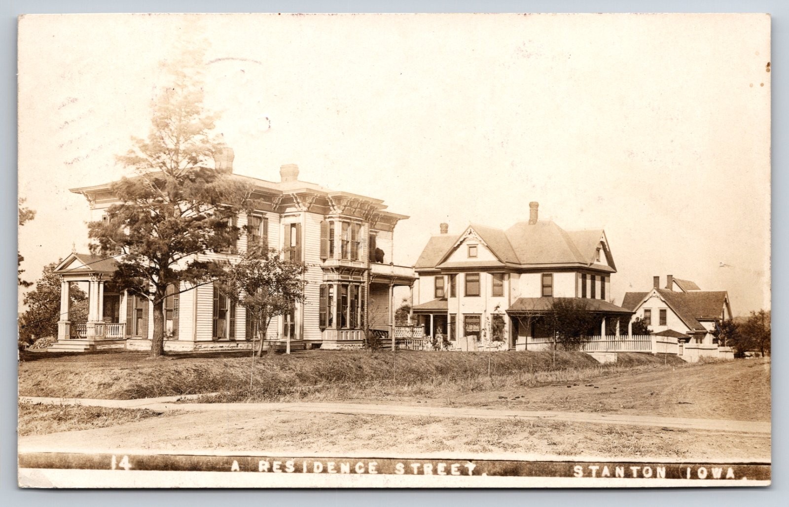 Stanton Iowa Residence Street Victorian Houses Large Trees Real Photo RPPC Stanton Iowa Residence Street Victorian Houses Large Trees Real Photo RPPC