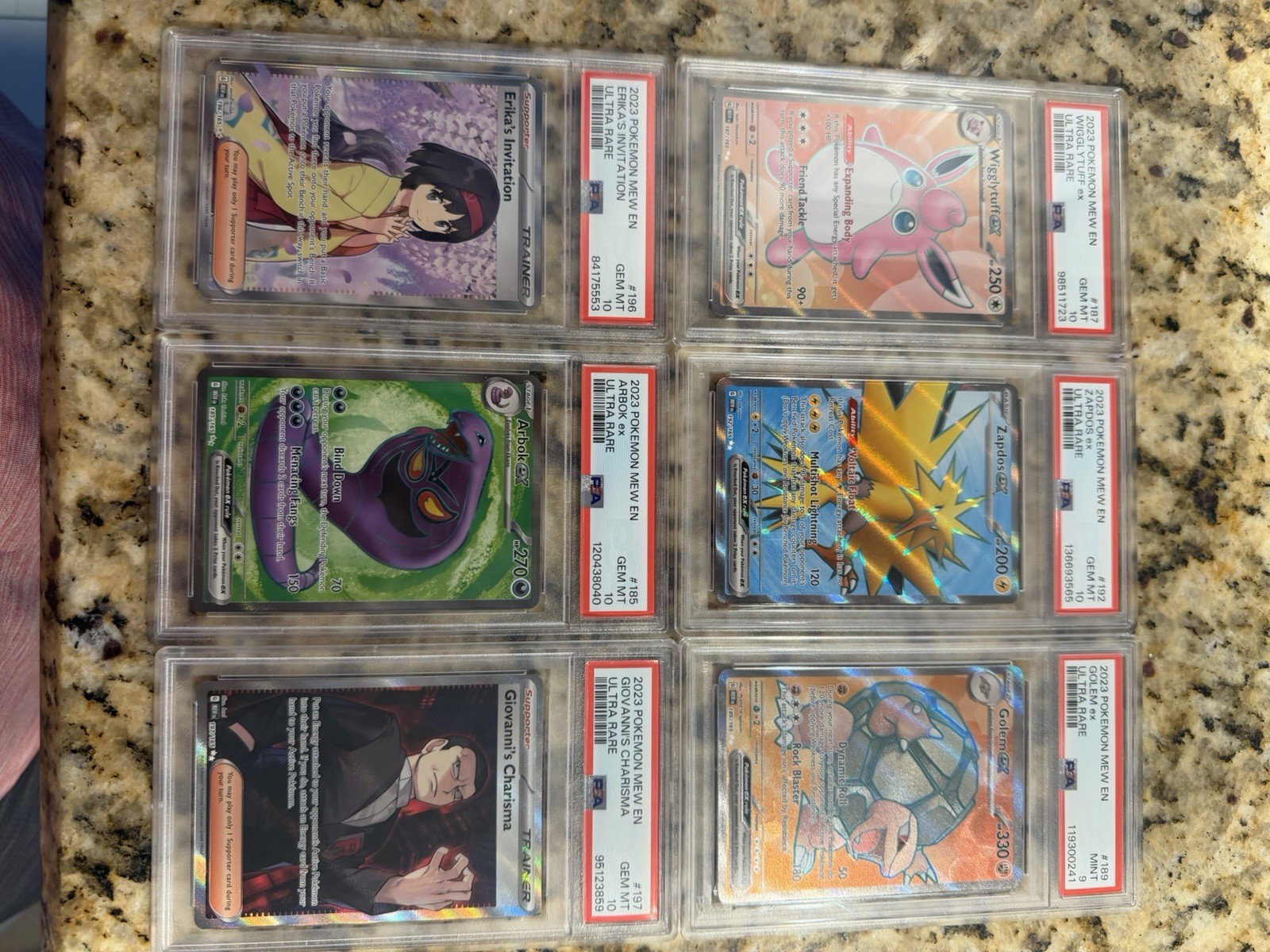 Psa10 Pokémon 151 Lot Ultra Rare Ex Zappos/Wigglypuff/golem/arbok/Giovanni/erika