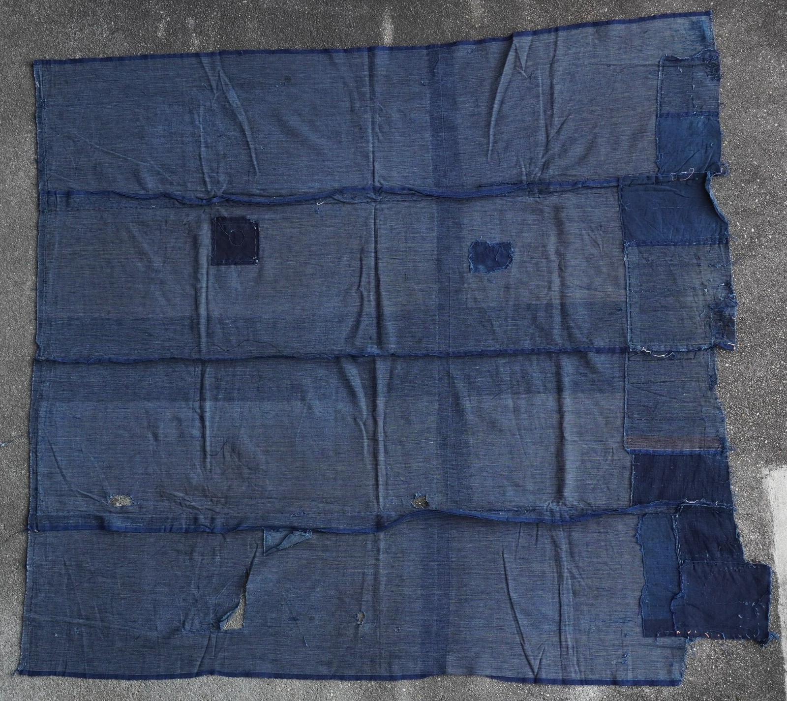 Japanese Antique BORO Fabric Indigo Aizome Cotton Textile 49 × 49\ Japanese Antique BORO Fabric Indigo Aizome Cotton Textile 49 × 49\