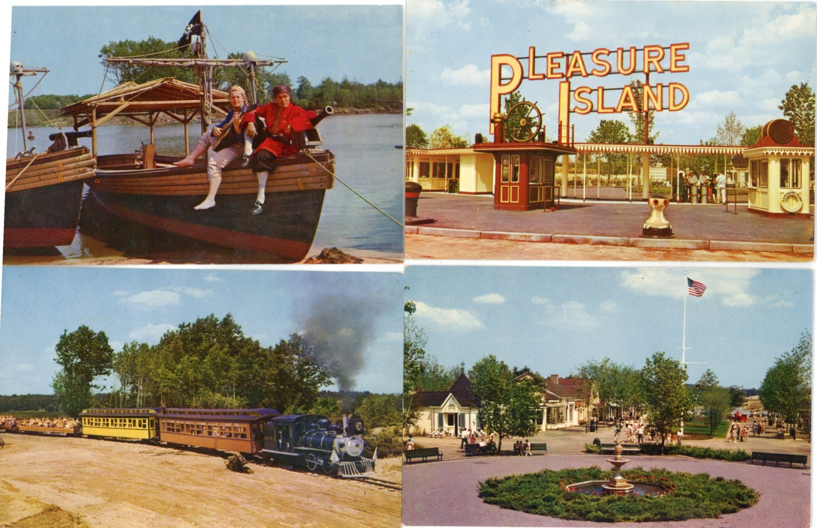 lot of 9 vtg Pleasure Island Wakefield MA amusement park postcards